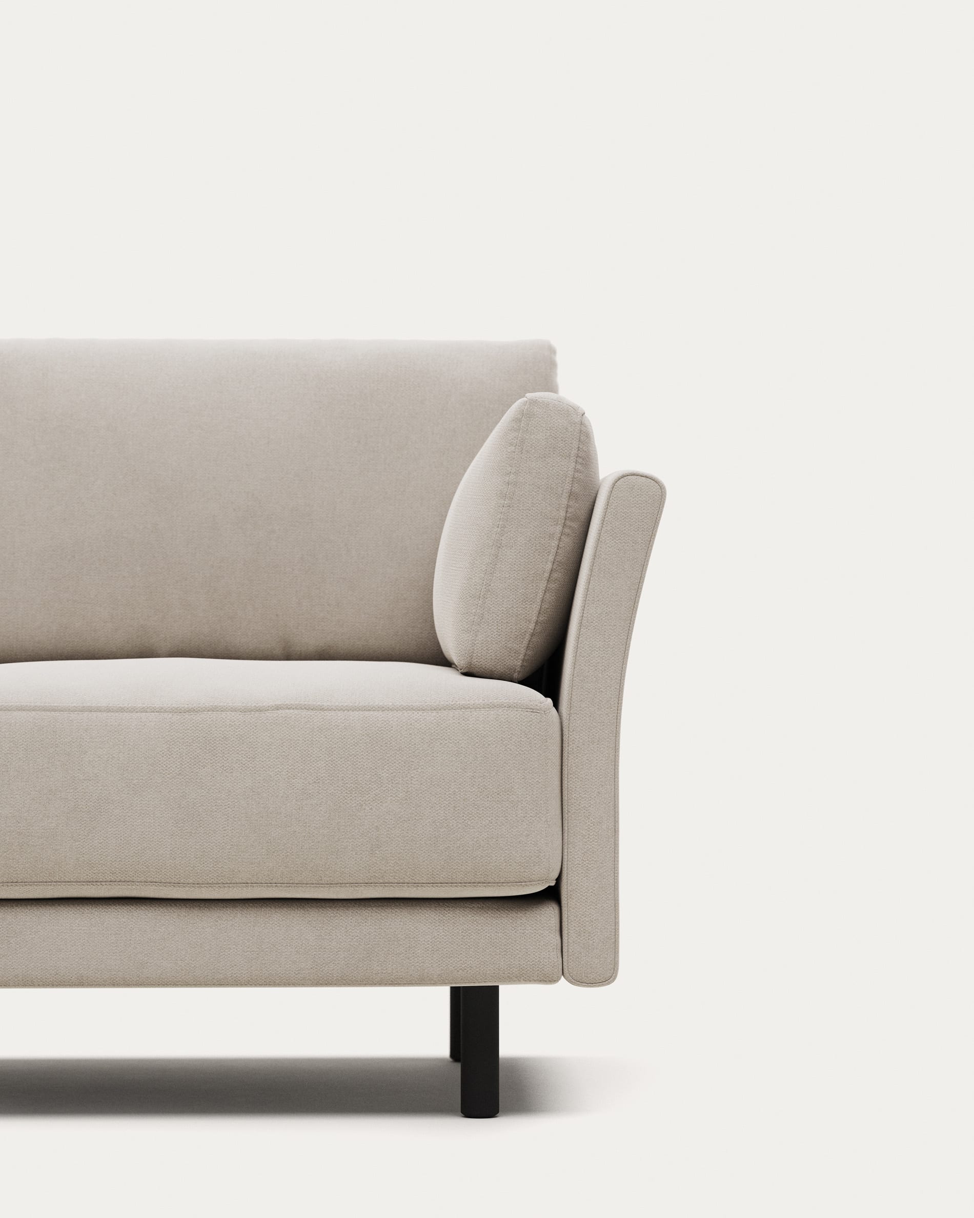 Gilma fire-retardant 2-seater sofa in white chenille with black-finish legs 170cm