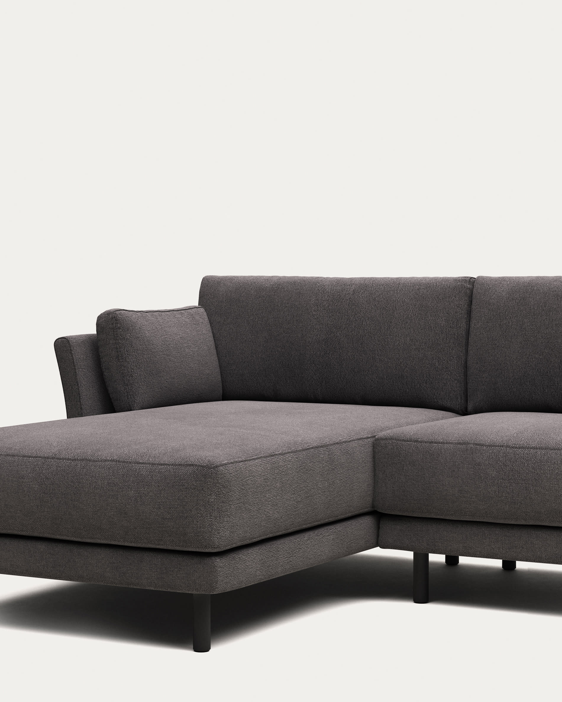 Gilma 3 seater sofa with left/right side chaise in grey and black finish legs, 260 cm FR