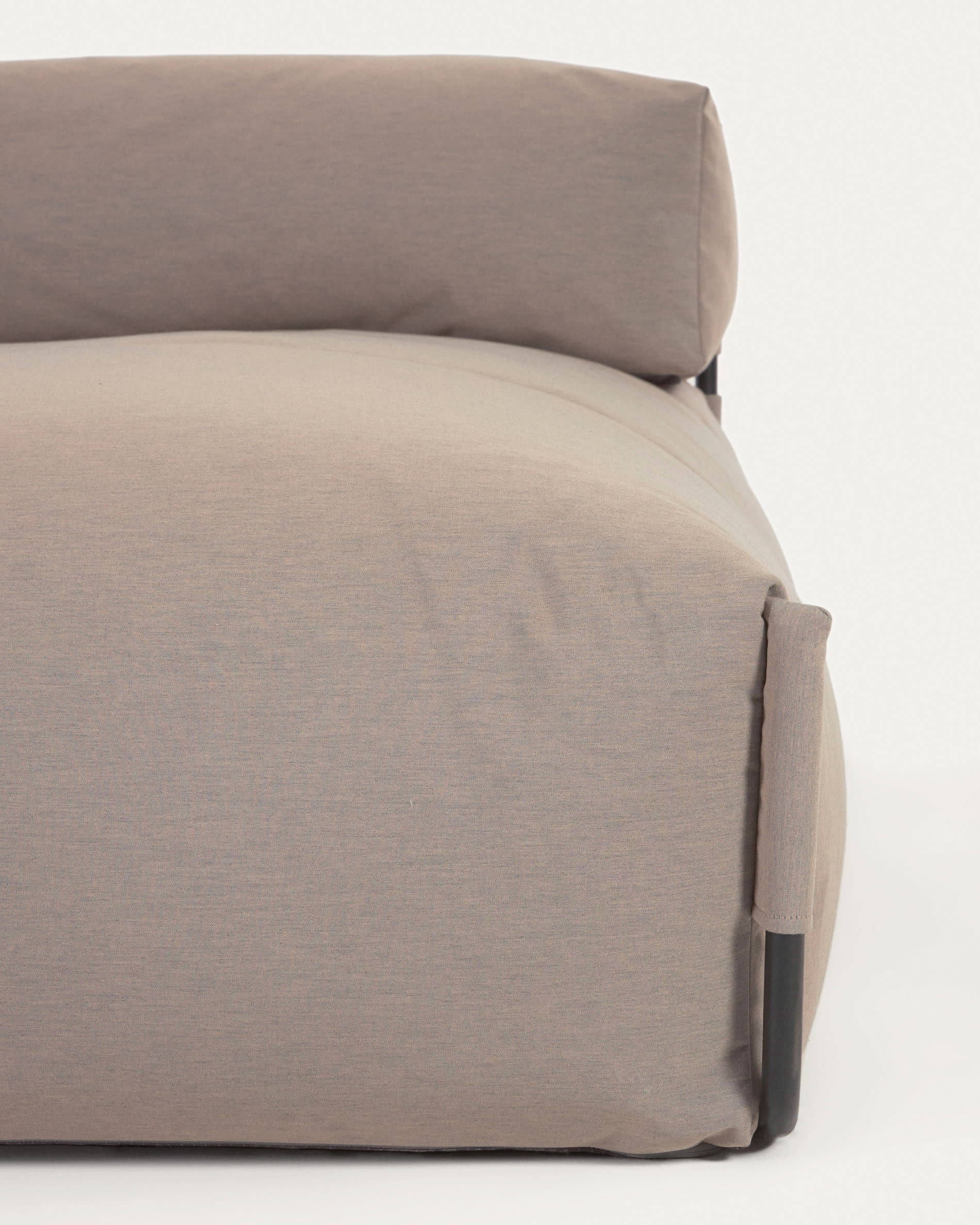 Square chaise longue pouffe with backrest in green with black aluminium, 165 x 101 cm