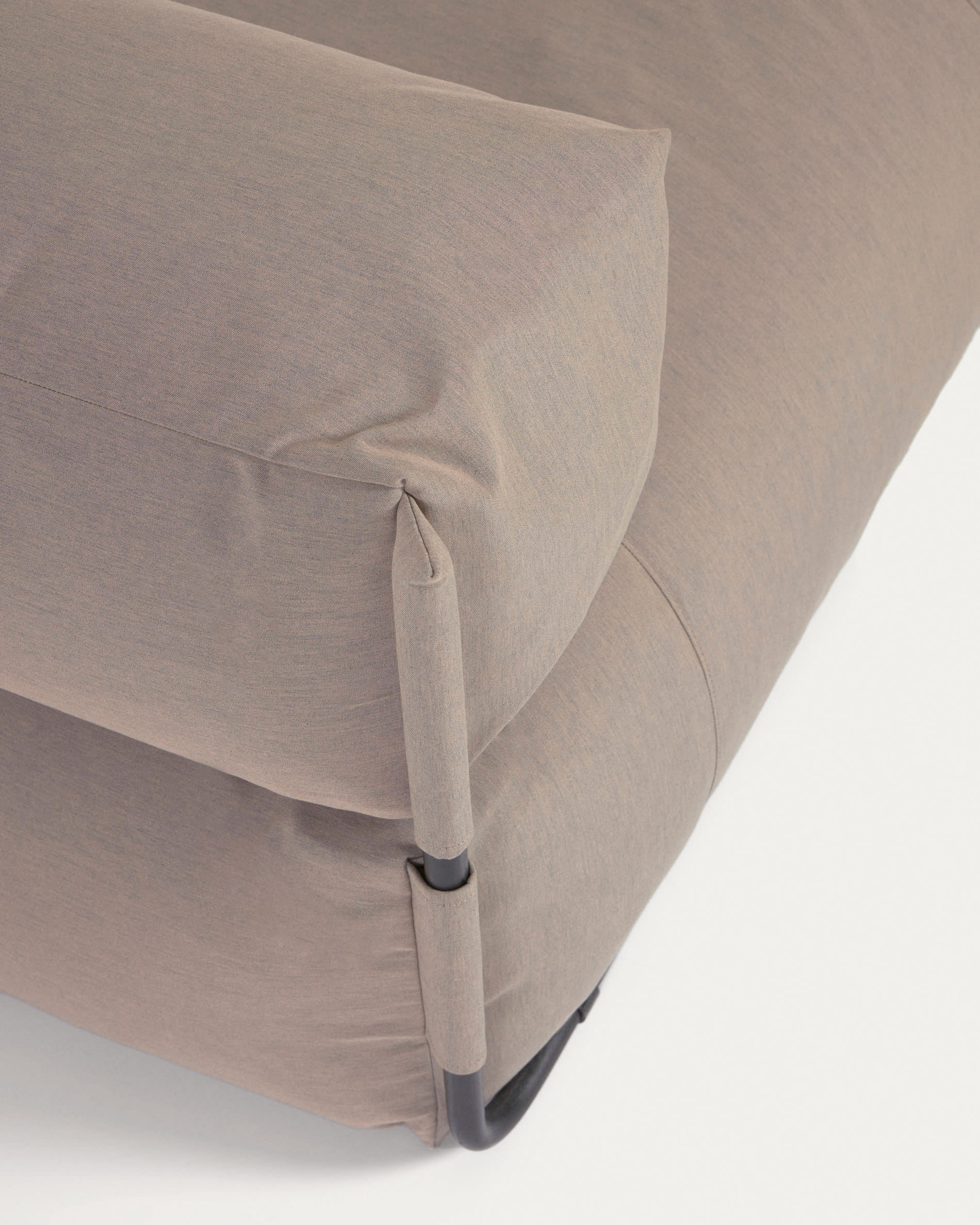 Square chaise longue pouffe with backrest in green with black aluminium, 165 x 101 cm