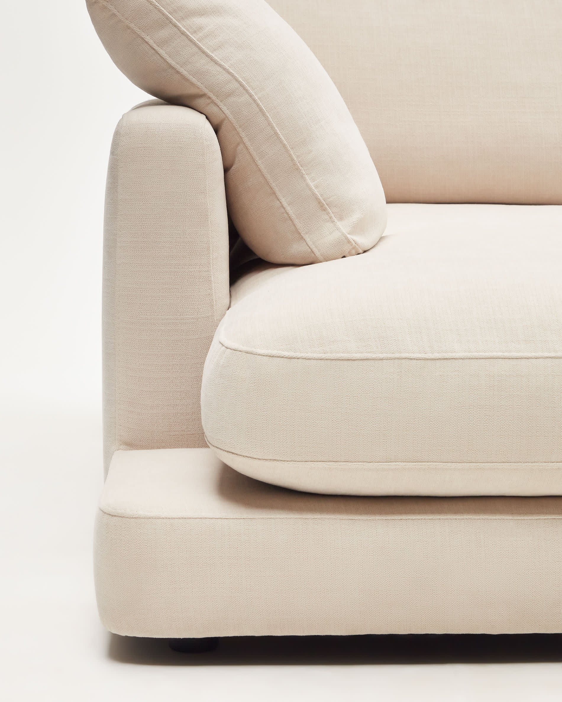 Gala 4-seater sofa with left chaise longue in beige chenille FSC Mix Credit 300cm