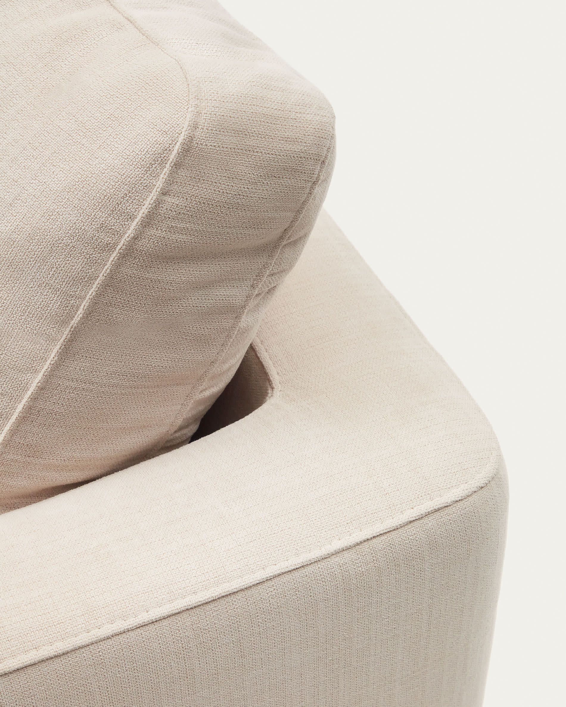 Gala 4-seater sofa with left chaise longue in beige chenille FSC Mix Credit 300cm