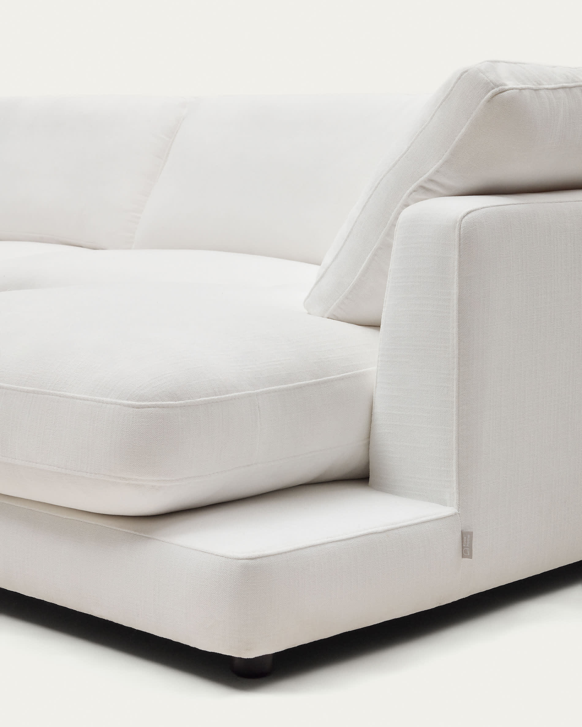 Gala 4-seater sofa with right chaise longue in white chenille FSC Mix Credit 300cm