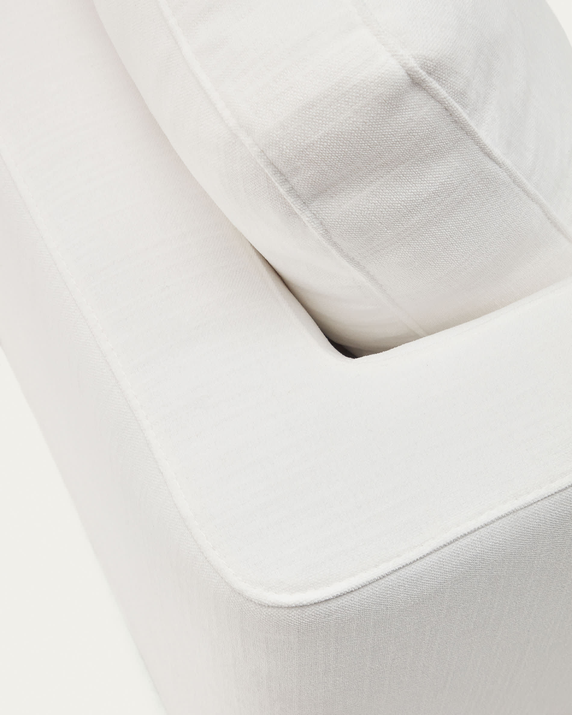 Gala 4-seater sofa with right chaise longue in white chenille FSC Mix Credit 300cm