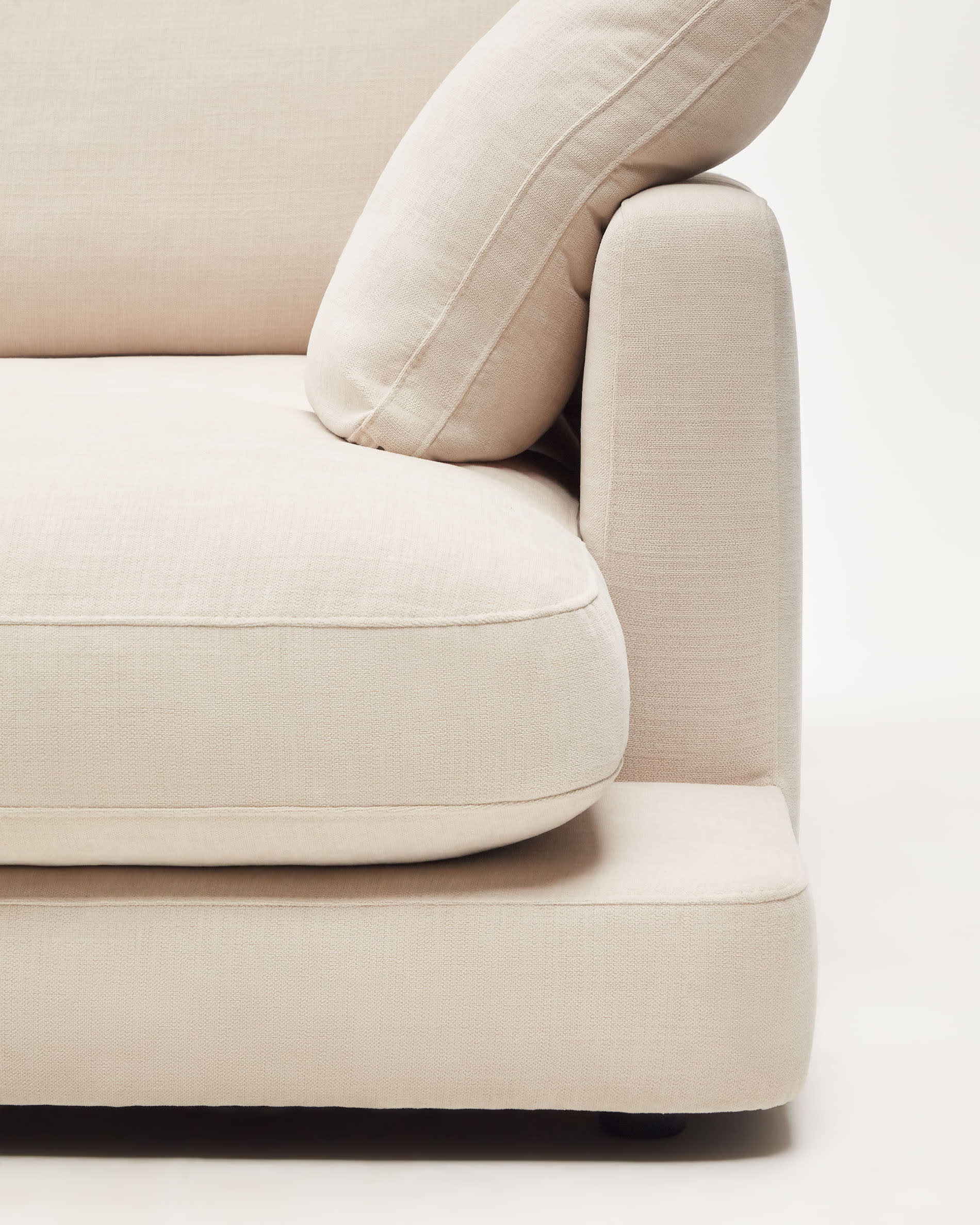 Gala 4-seater sofa with right chaise longue in beige chenille FSC Mix Credit 300cm