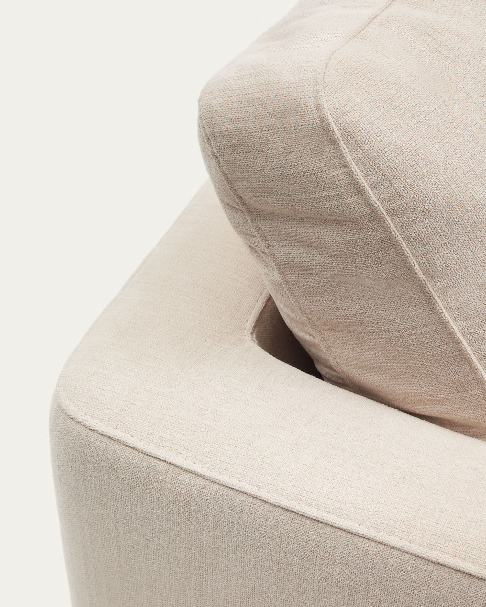 Gala 4-seater sofa with right chaise longue in beige chenille FSC Mix Credit 300cm