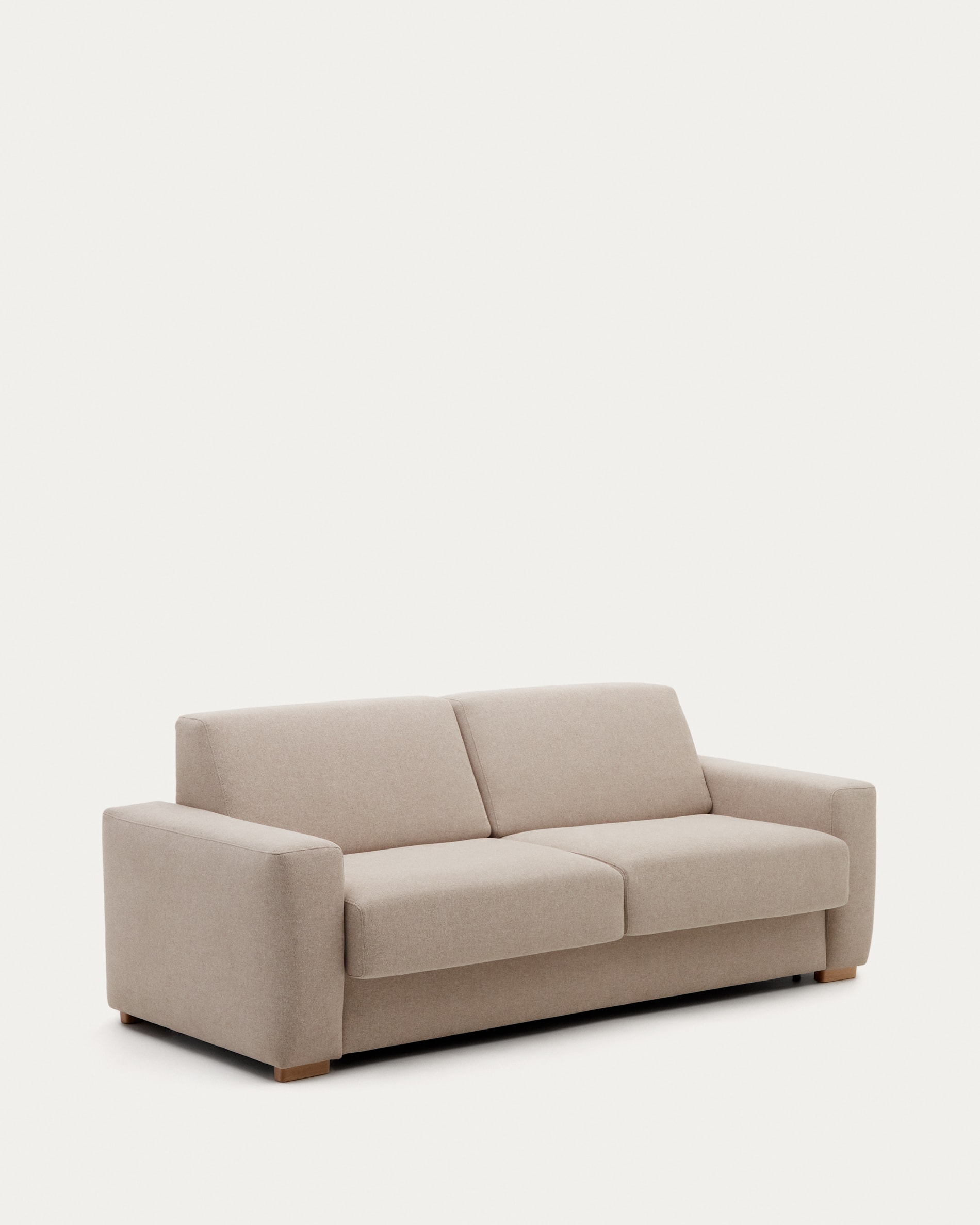Anley beige 3-seater sofa bed with solid beech wood legs 224cm FSC Mix Credit