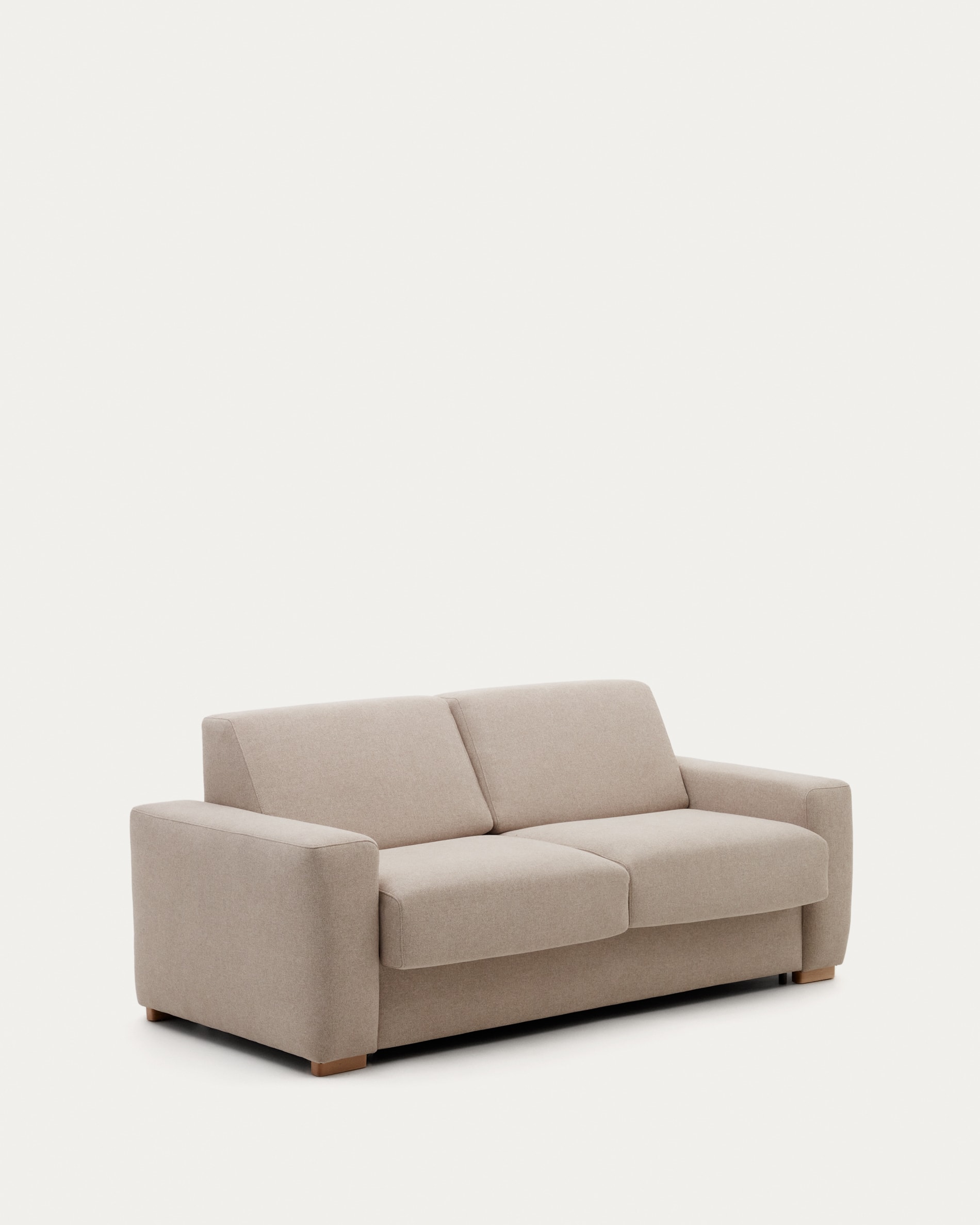 Anley beige 2-seater sofa bed with solid beech wood legs 204cm FSC Mix Credit