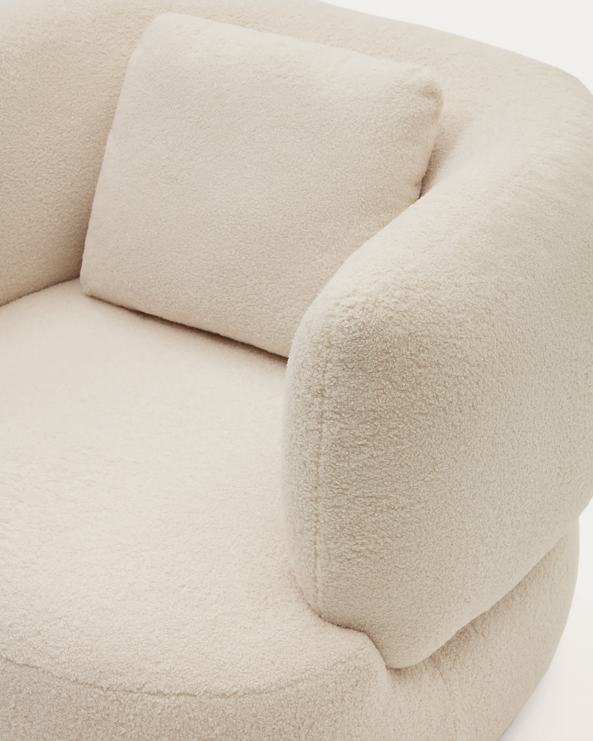 Martina ecru bouclé swivel armchair with cushion FSC Mix Credit