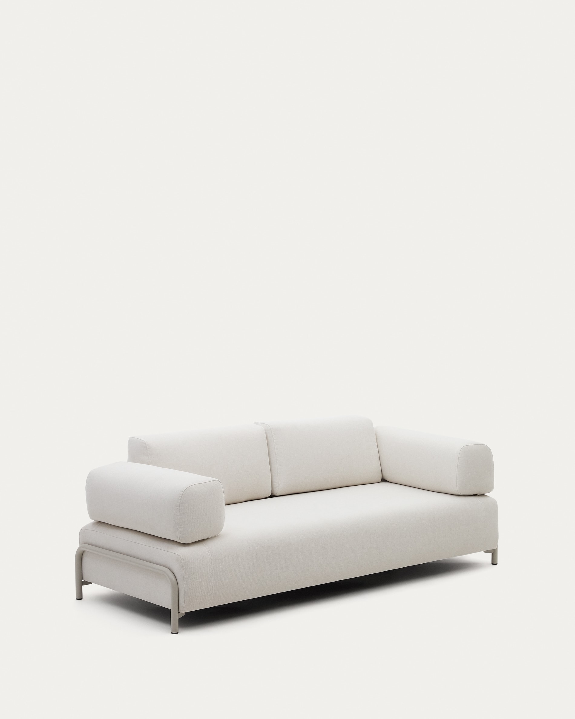 Compo beige chenille 3-seater sofa with beige metal structure 232 cm FSC Mix Credit