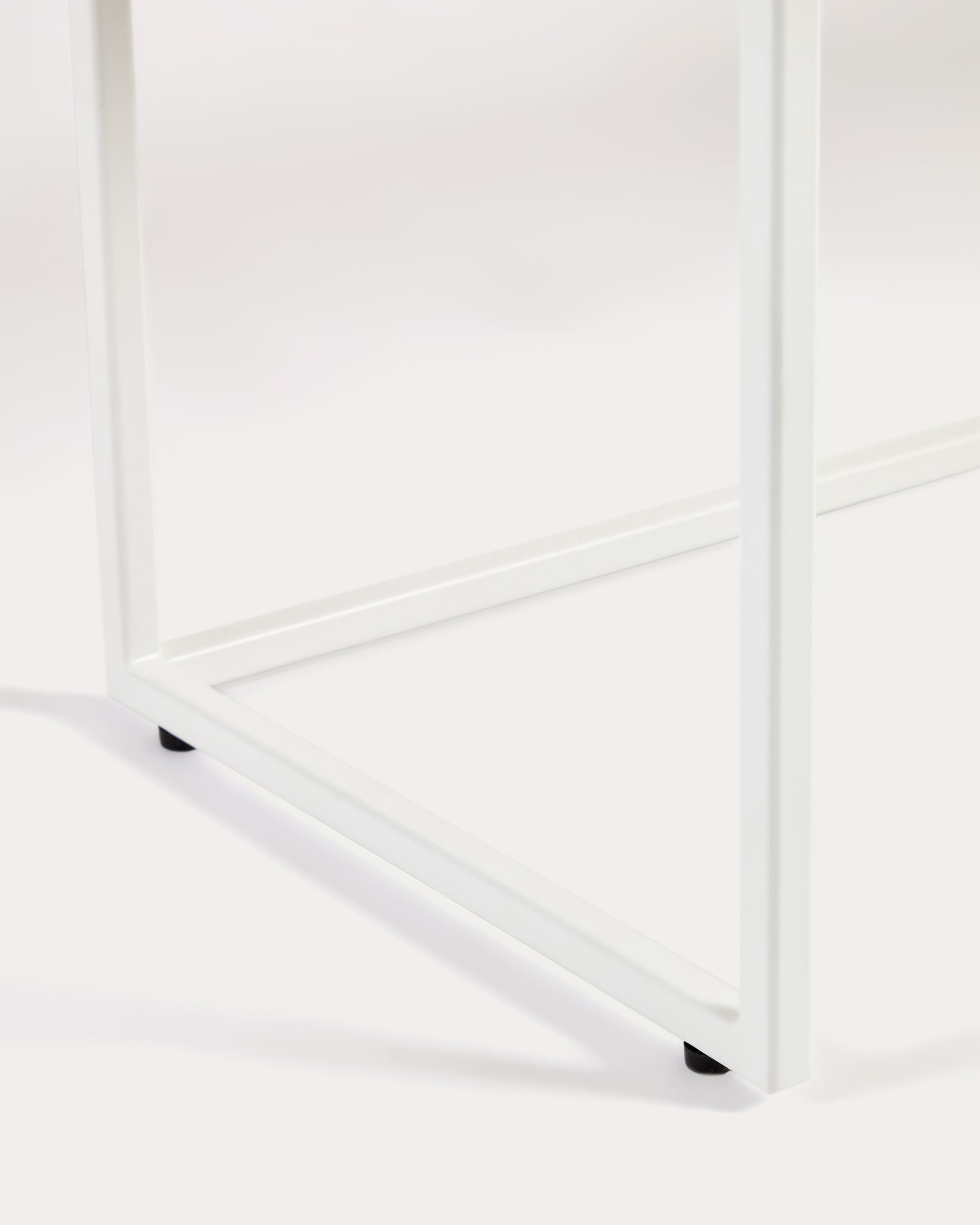 Yoana console table with oak veneer and painted white metal structure, 120 x 80 cm