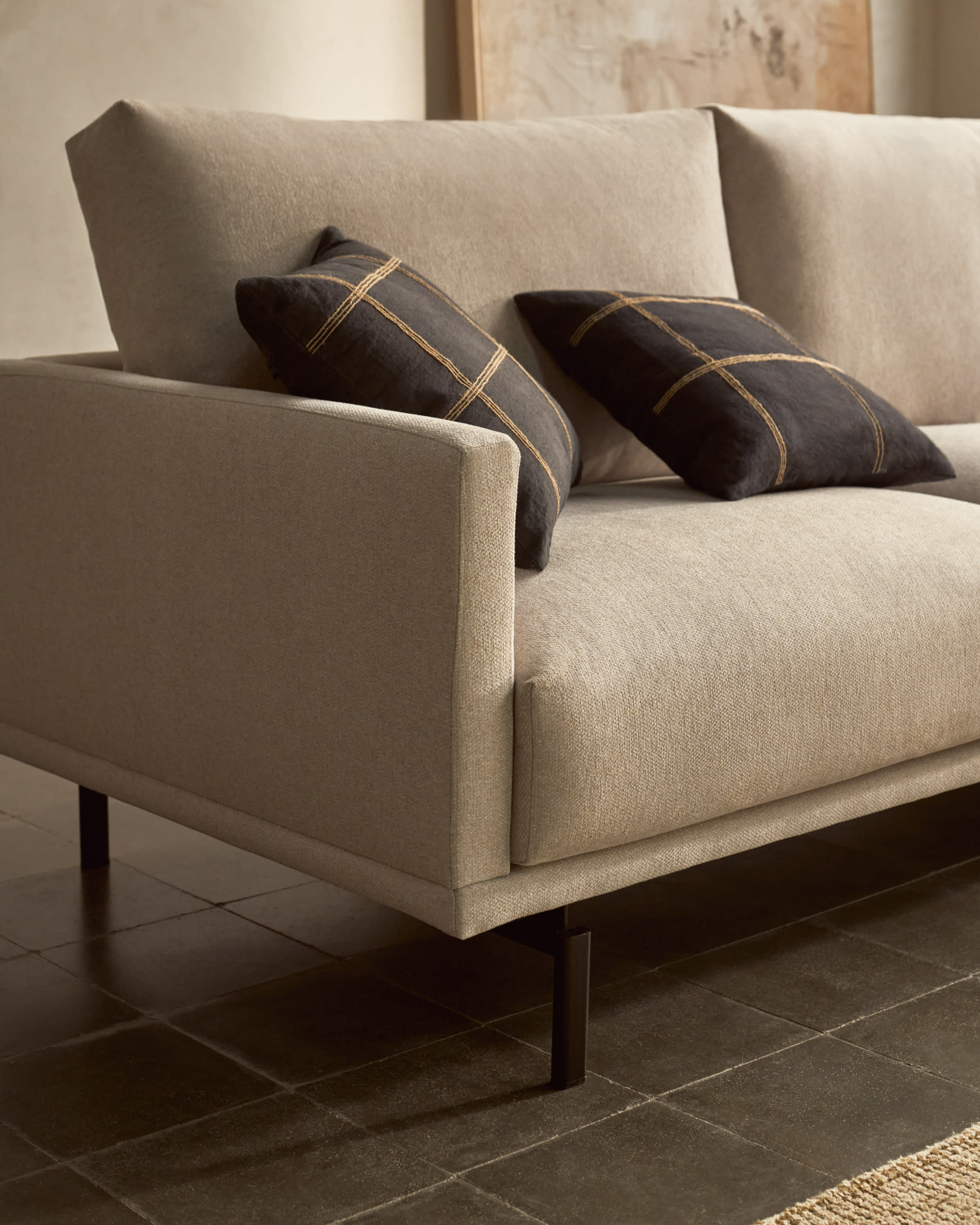 Galene 3 seater sofa in beige, 214 cm FSC Mix Credit