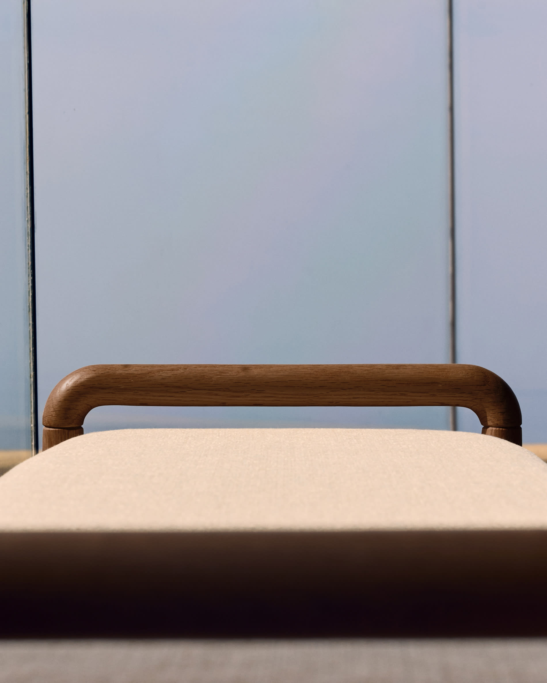 Macaret bench with removable cover solid oak wood with walnut finish 120 cm FSC Mix Credit