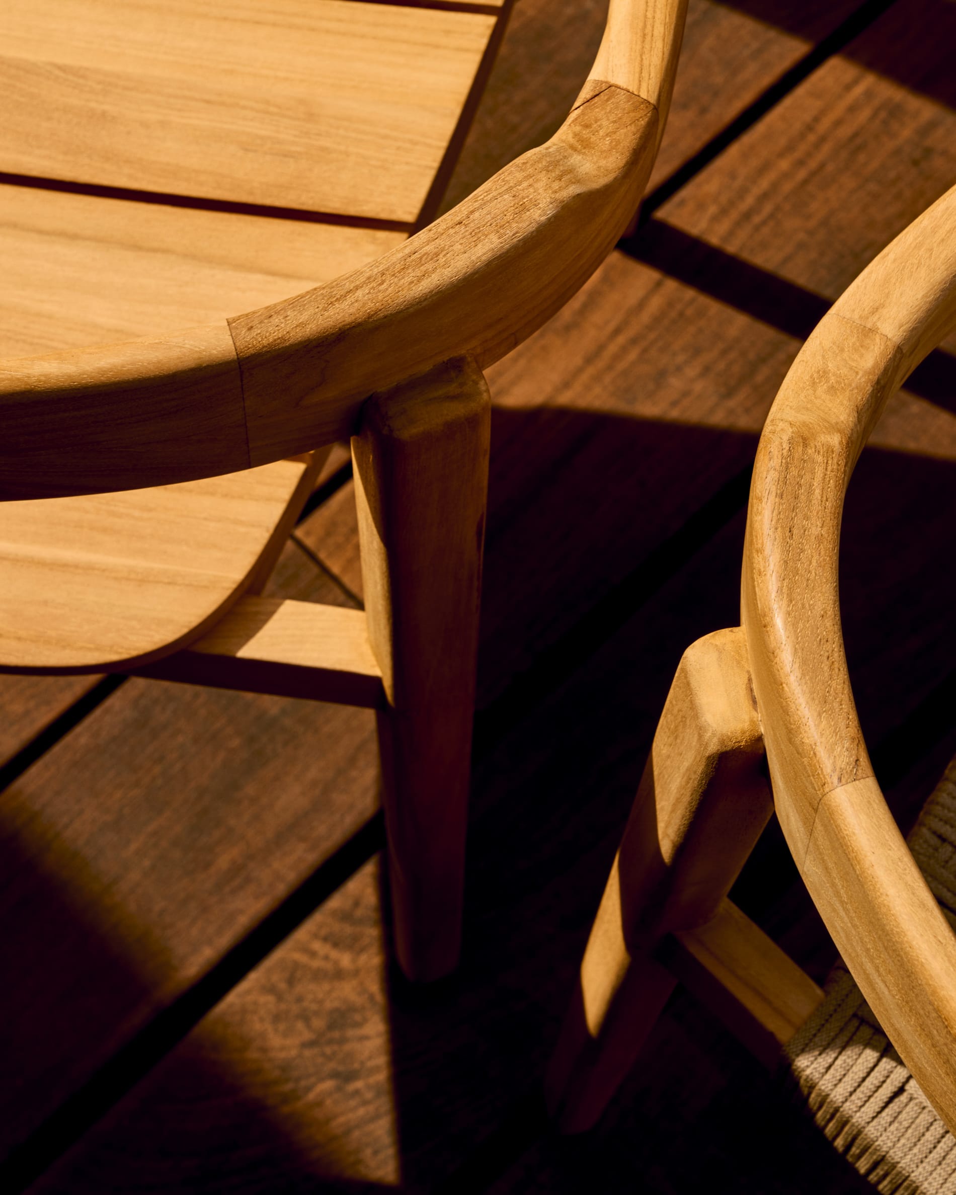 Icaro stackable chair in FSC 100% solid teak wood with natural finish