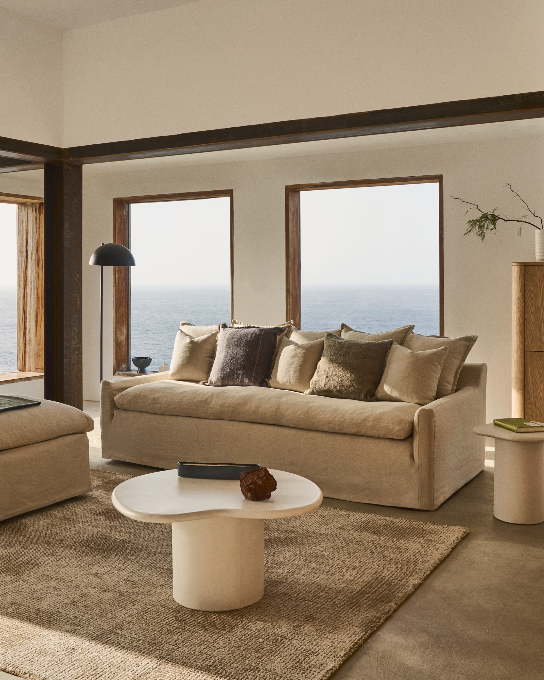 Macarella white cement coffee table, 83 x 77 cm