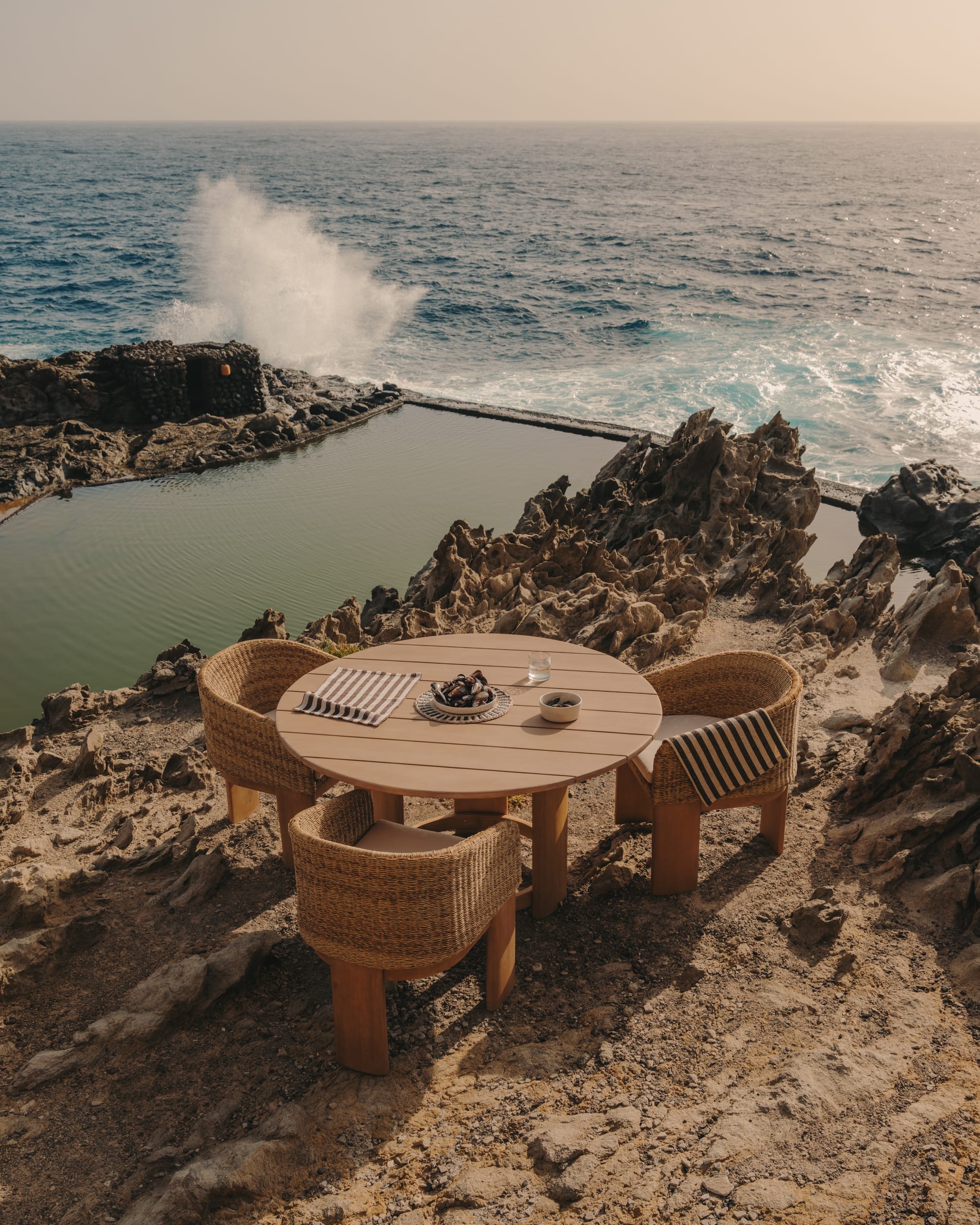 Xoriguer chair in synthetic rattan and solid eucalyptus wood FSC 100%