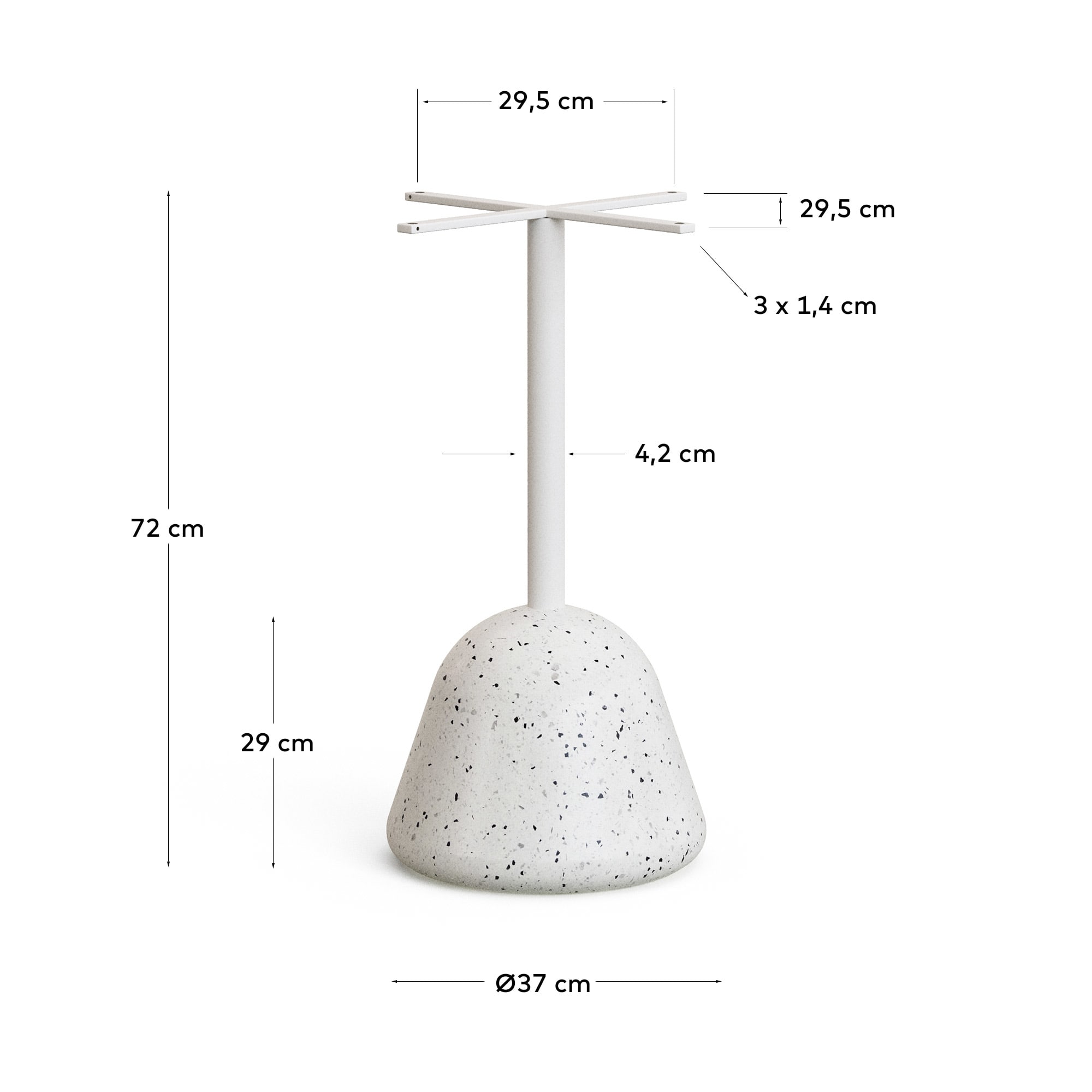 Saura Outdoor Table Base in White Terrazzo and Steel with White Finish Ø 37 x 75 cm - sizes