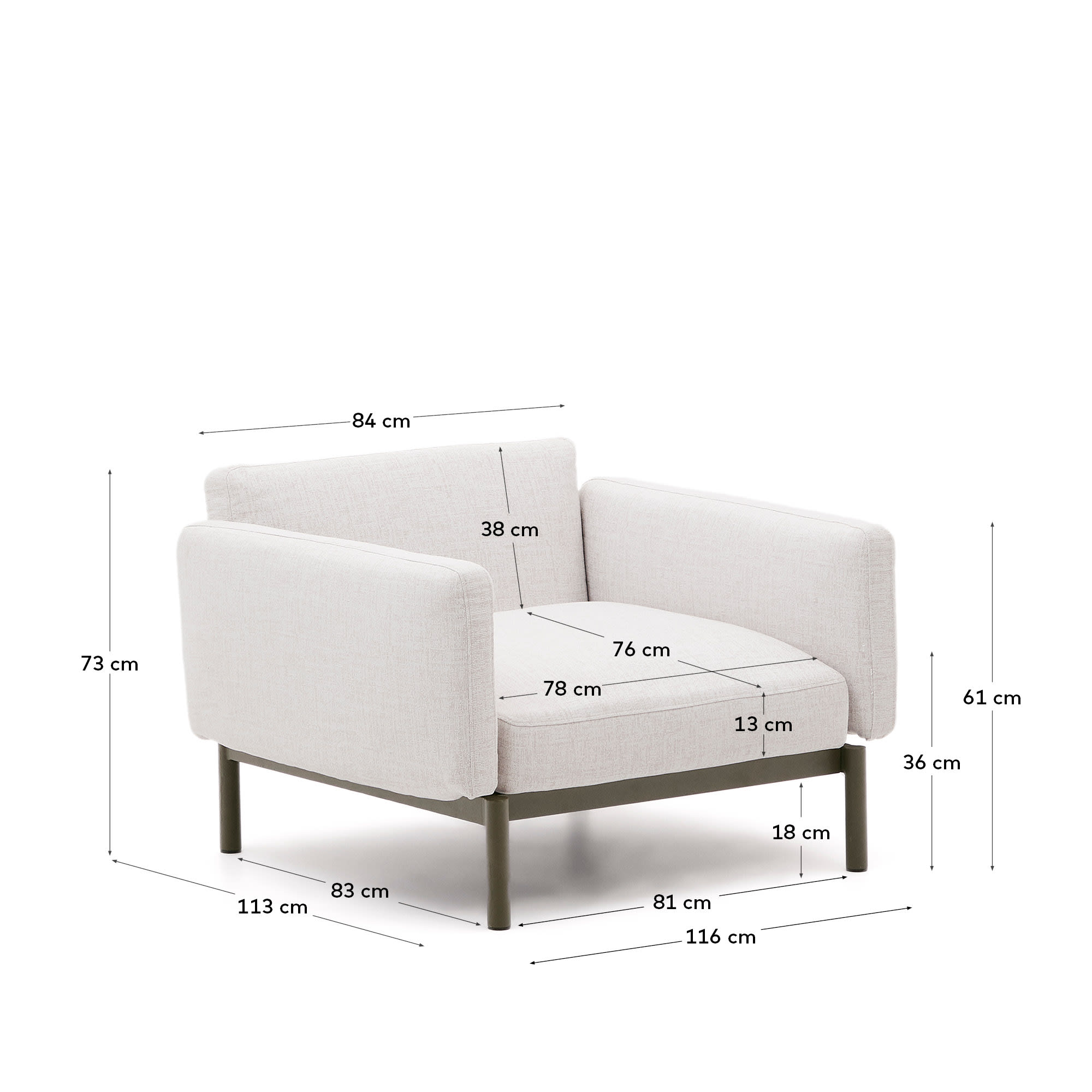 Sorells outdoor modular armchair in aluminium with green finish