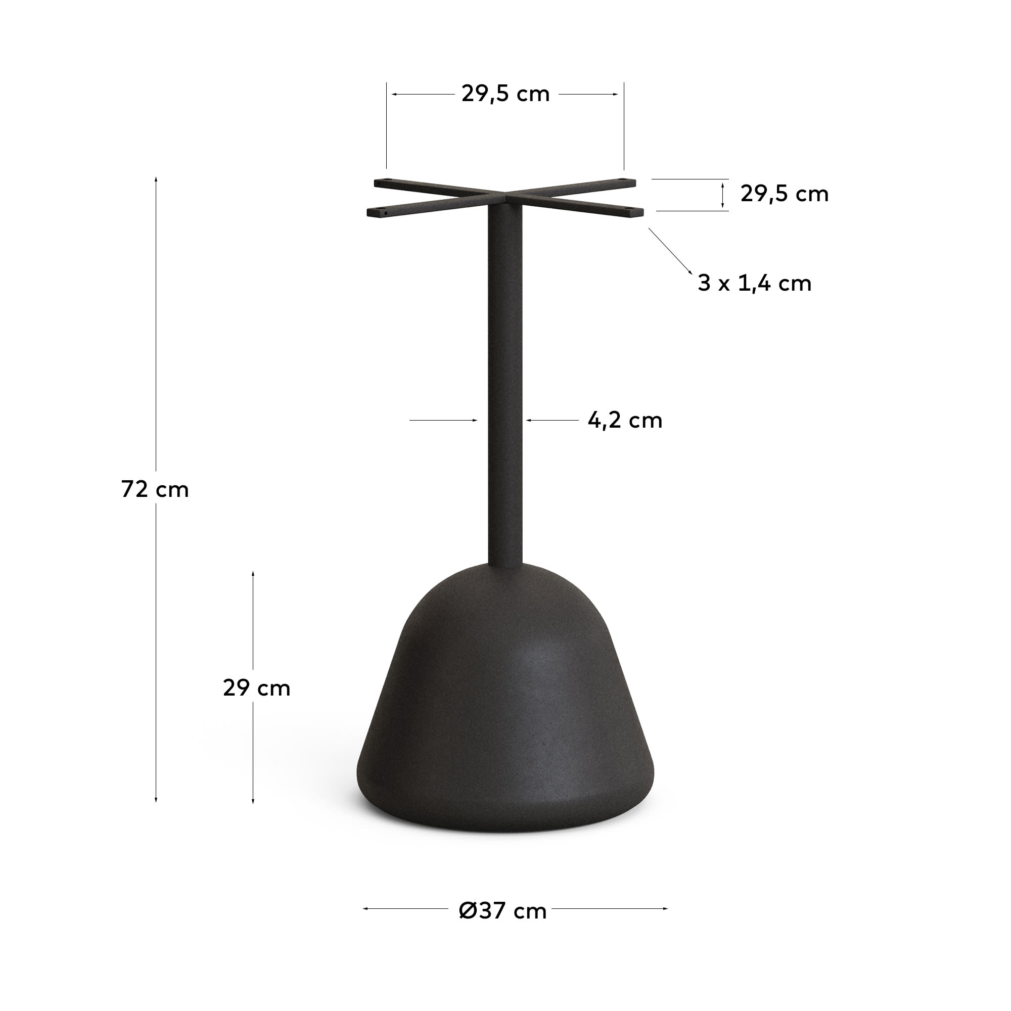 Saura Outdoor Table Base made of Steel with Black Painted Finish Ø 37 x 75 cm - sizes