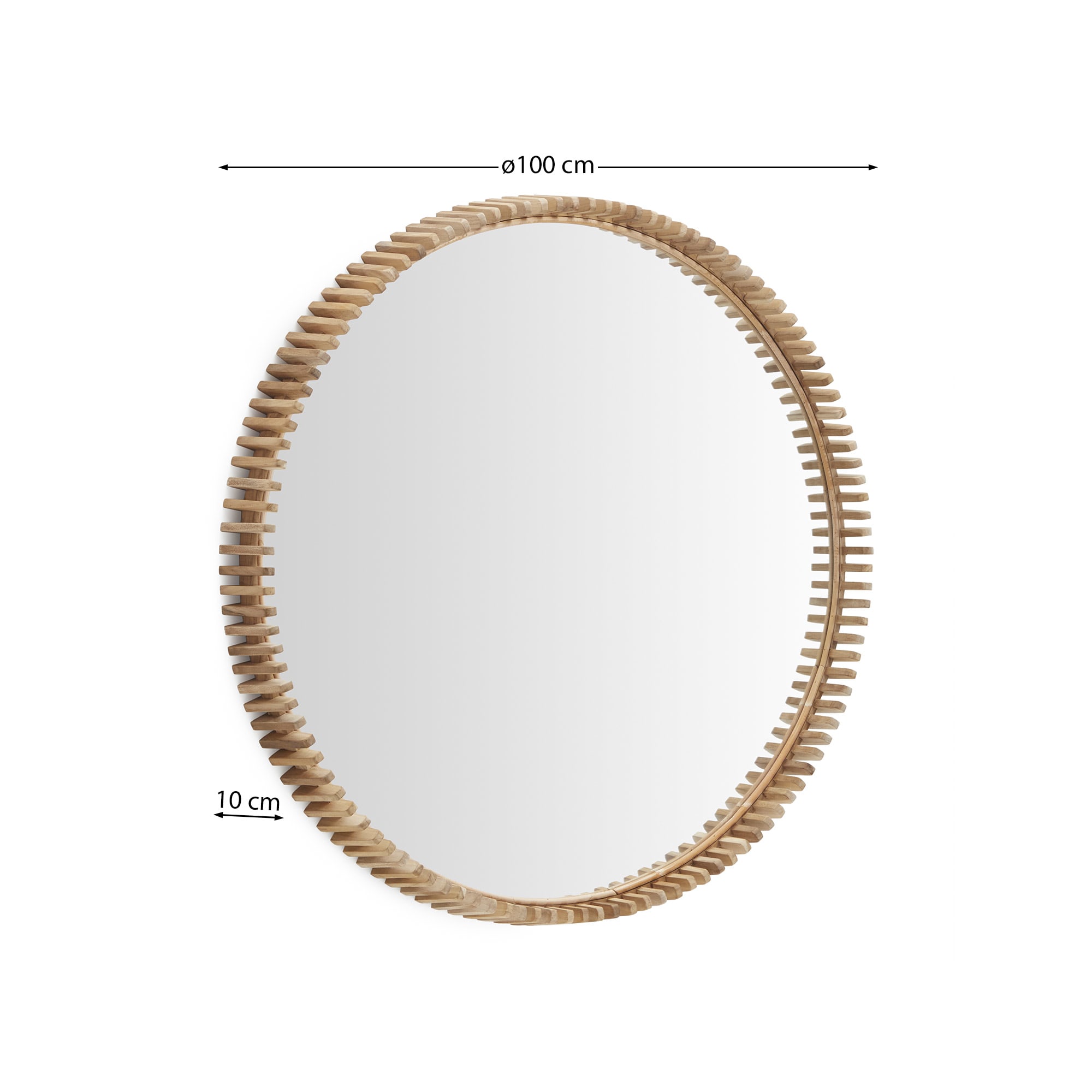 Polke Teak Wood Mirror Ø 100 cm