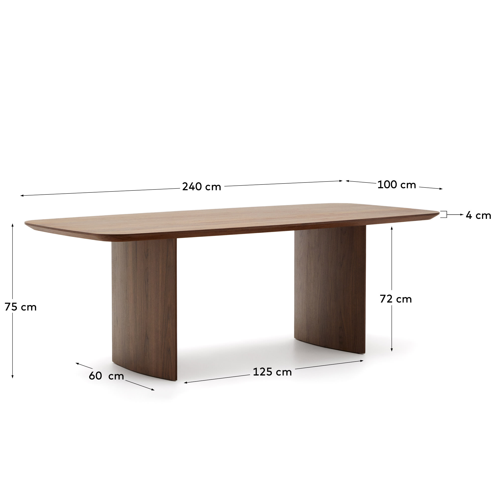 Litto table made from walnut veneer, 240 x 100 cm