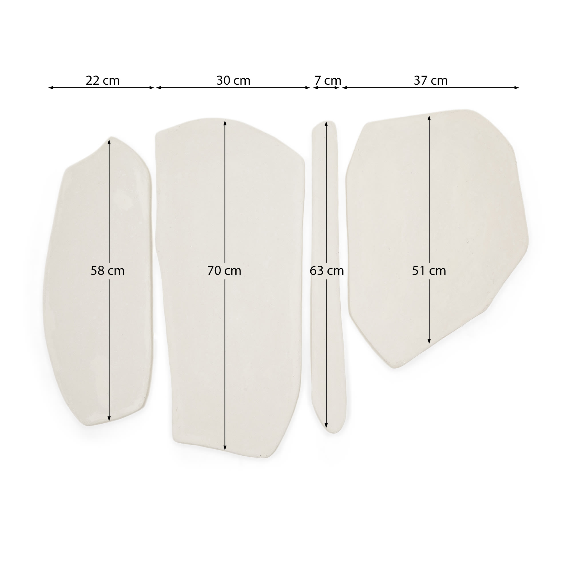 Siluna set of 4 wall panels in white papier-mâché