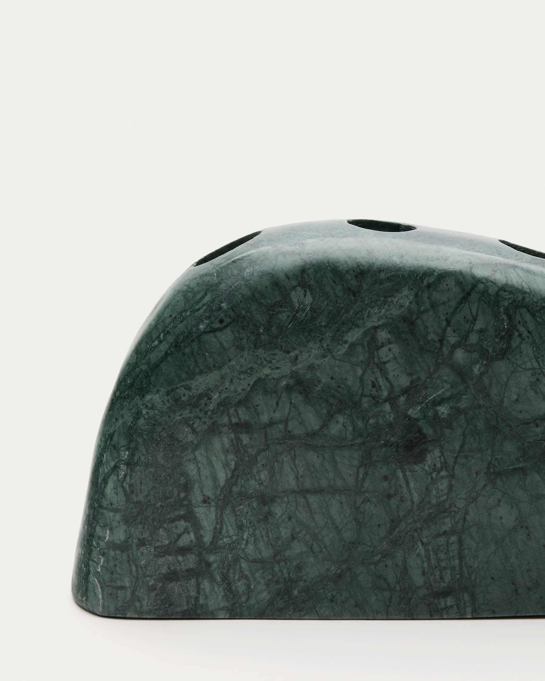 Signe large, green marble candlestick, 10 cm