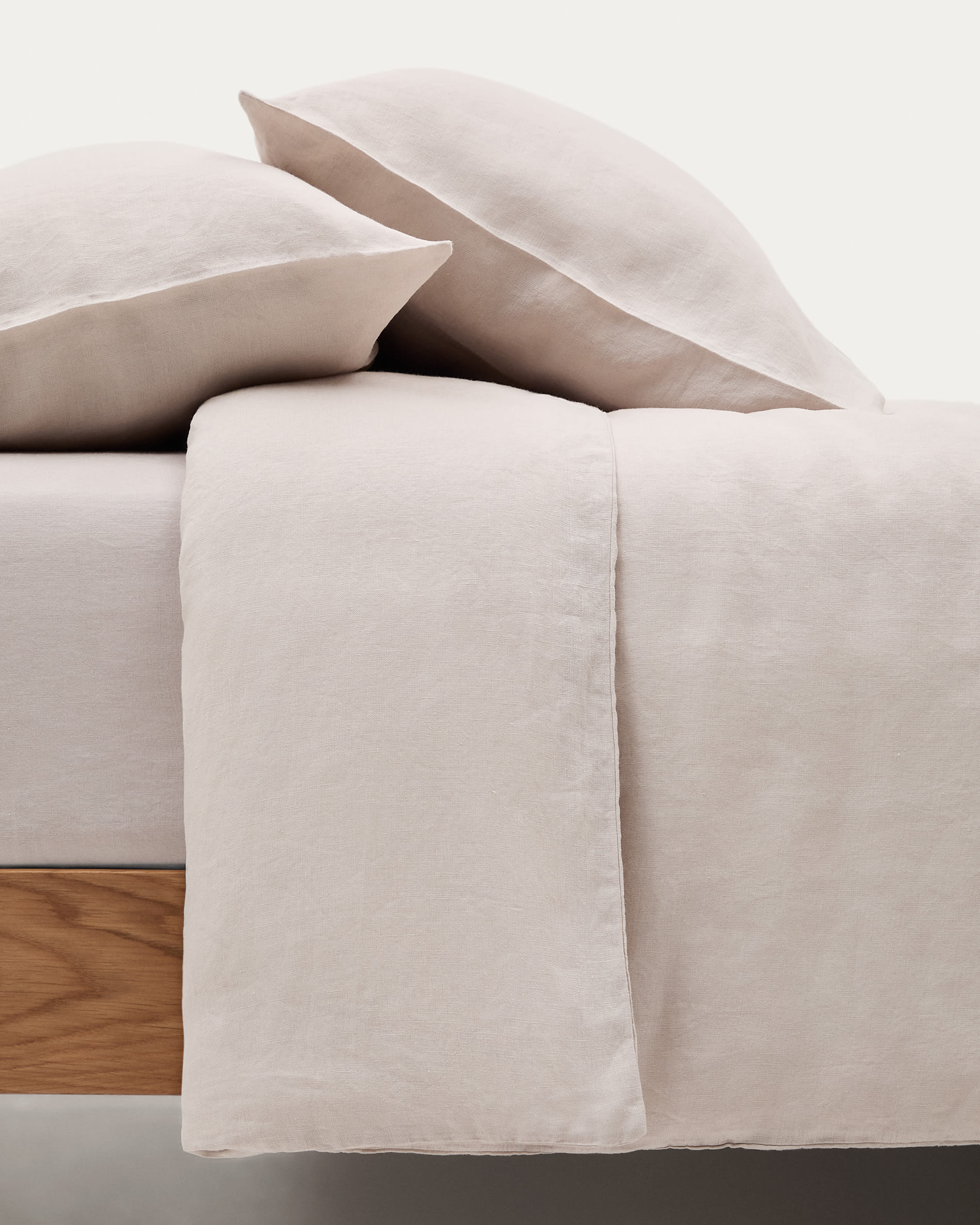 Simmel grey linen blend duvet and pillow cover set for 90 cm bed