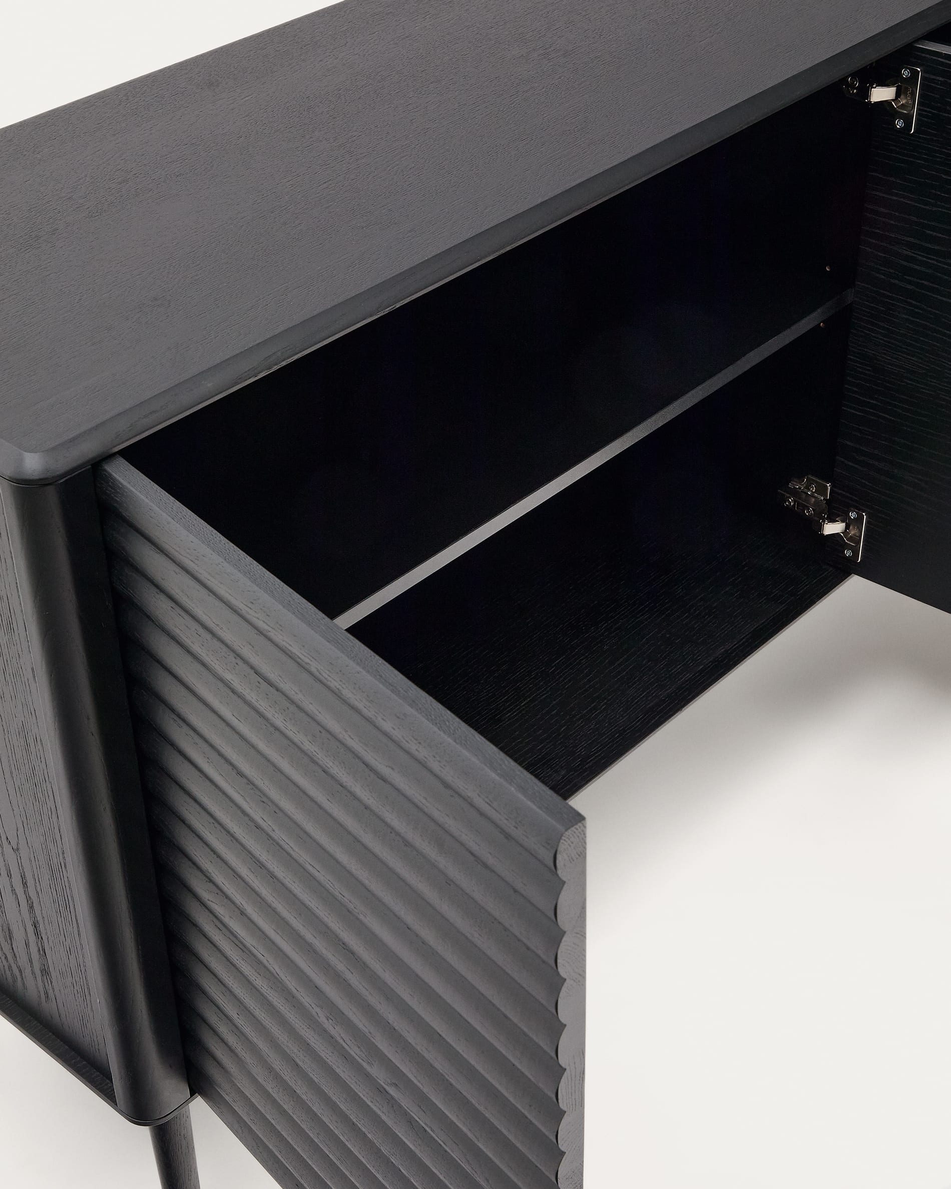 Lenon sideboard 3 doors and 3 drawers solid wood and black oak veneer 200x86cm FSC Mix Credit