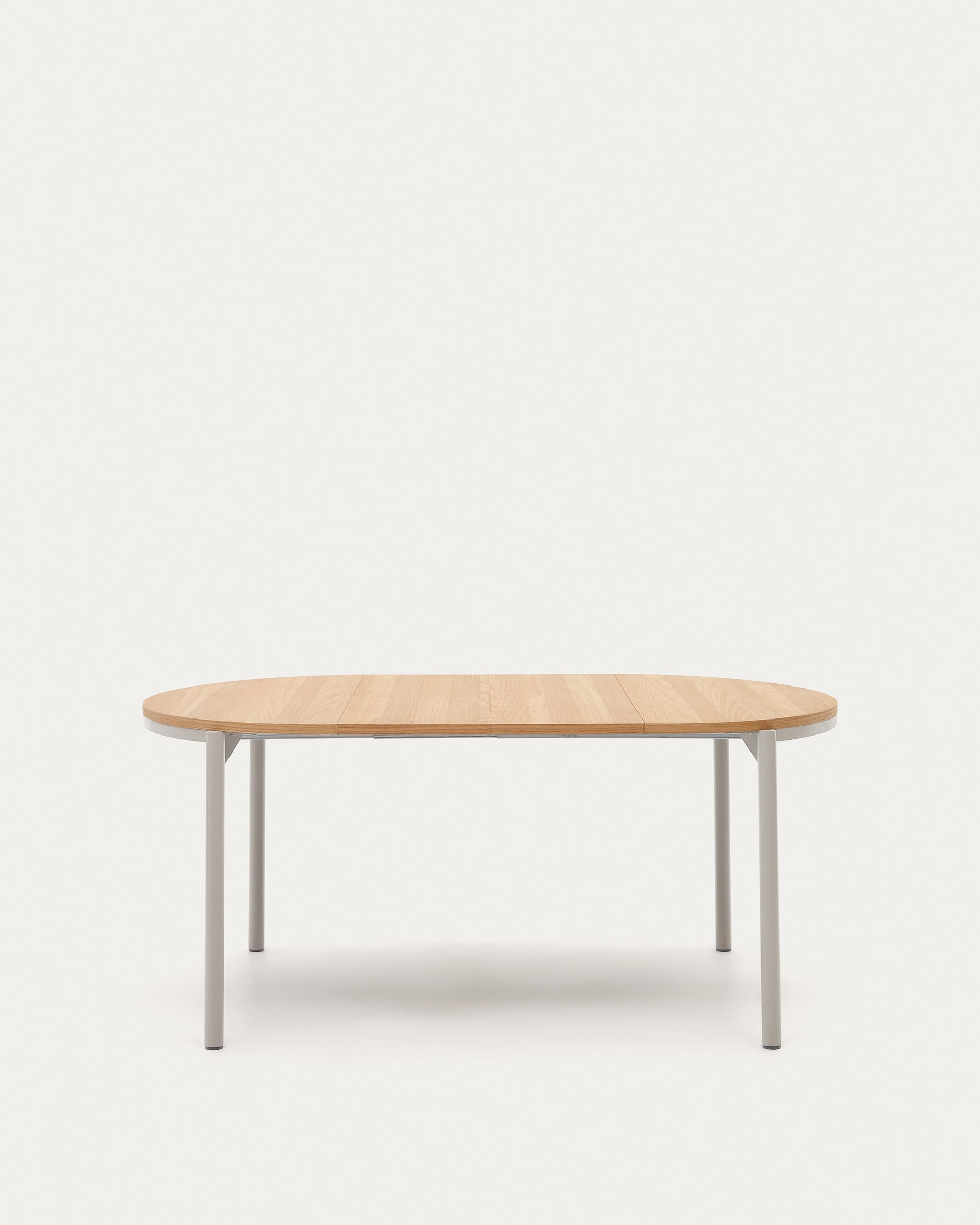 Montuiri round extendable table in oak veneer and with steel legs in a grey finish, Ø90(170) cm