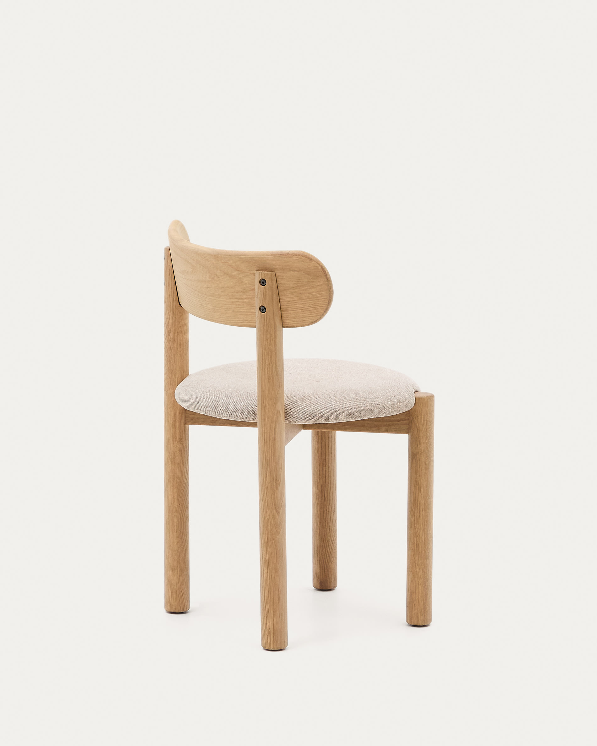 Nebai chair in beige chenille with a solid oak wood structure and natural finish FSC MIX Credit