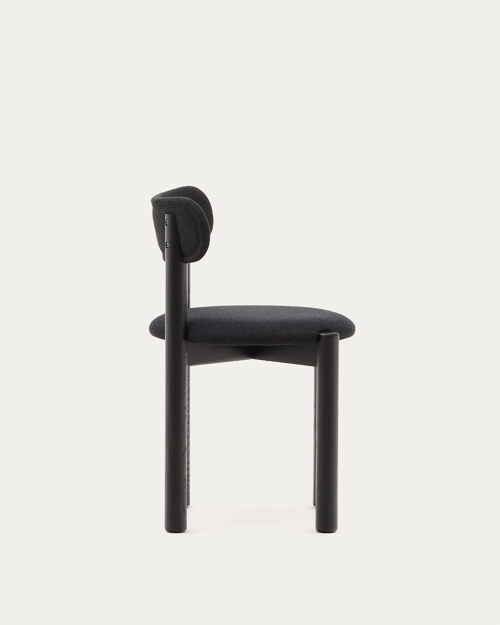 Nebai chair in black chenille with a solid oak wood structure and black finish FSC MIX Credit