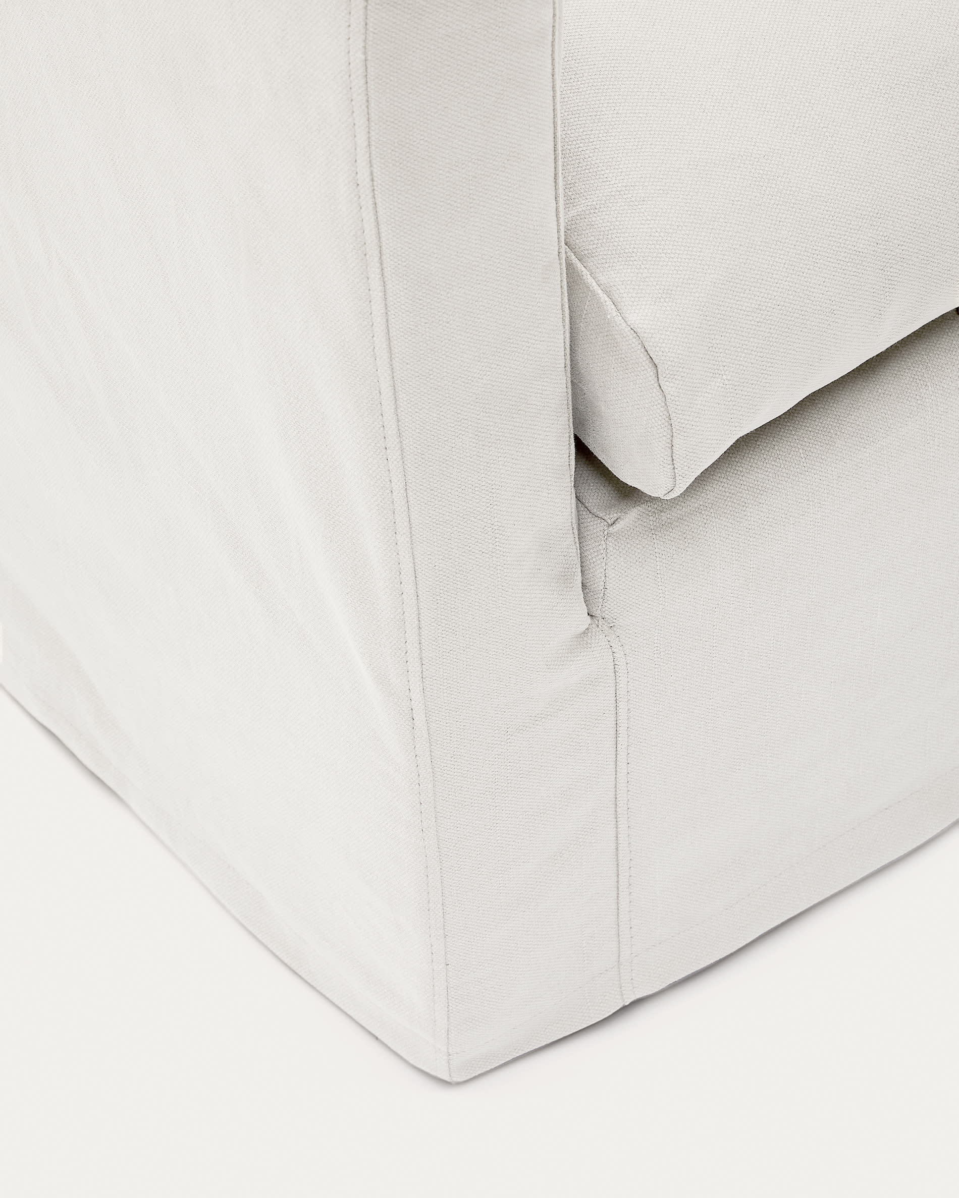 Nora armchair with removable cover with linen and cotton cushion in ecru 92cm