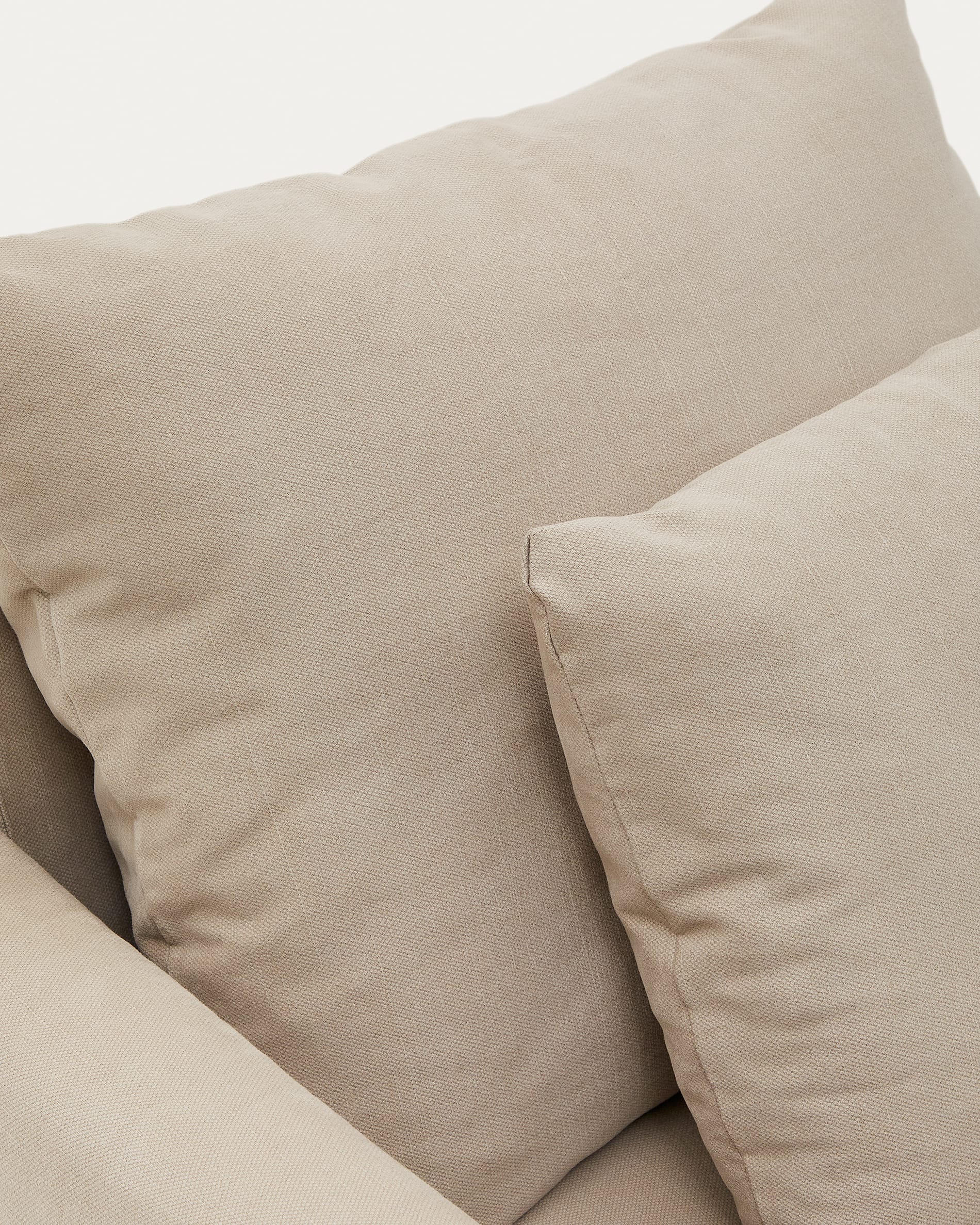 Nora armchair with removable cover with linen and cotton cushion in taupe 92cm