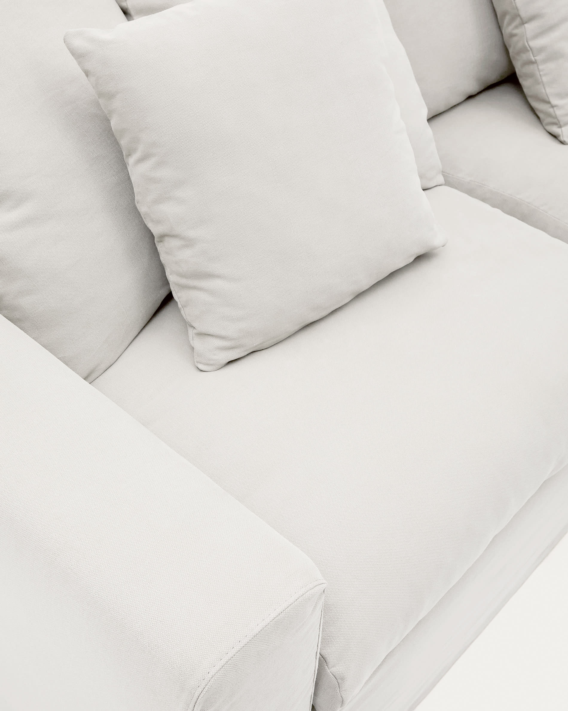 Nora 3-seater sofa with removable cover with linen and cotton cushions in ecru 240cm
