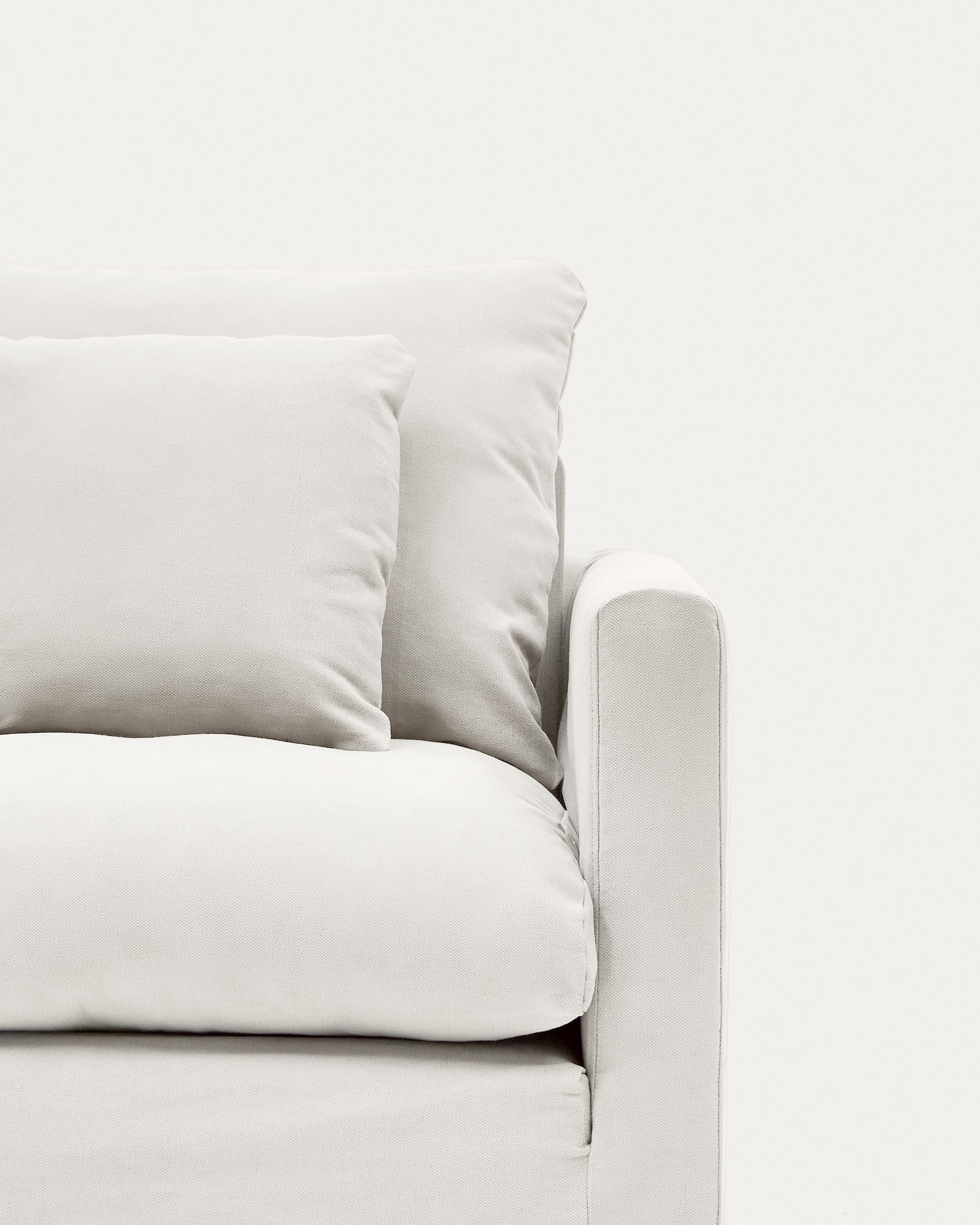 Nora armchair cover in ecru linen and cotton 92cm