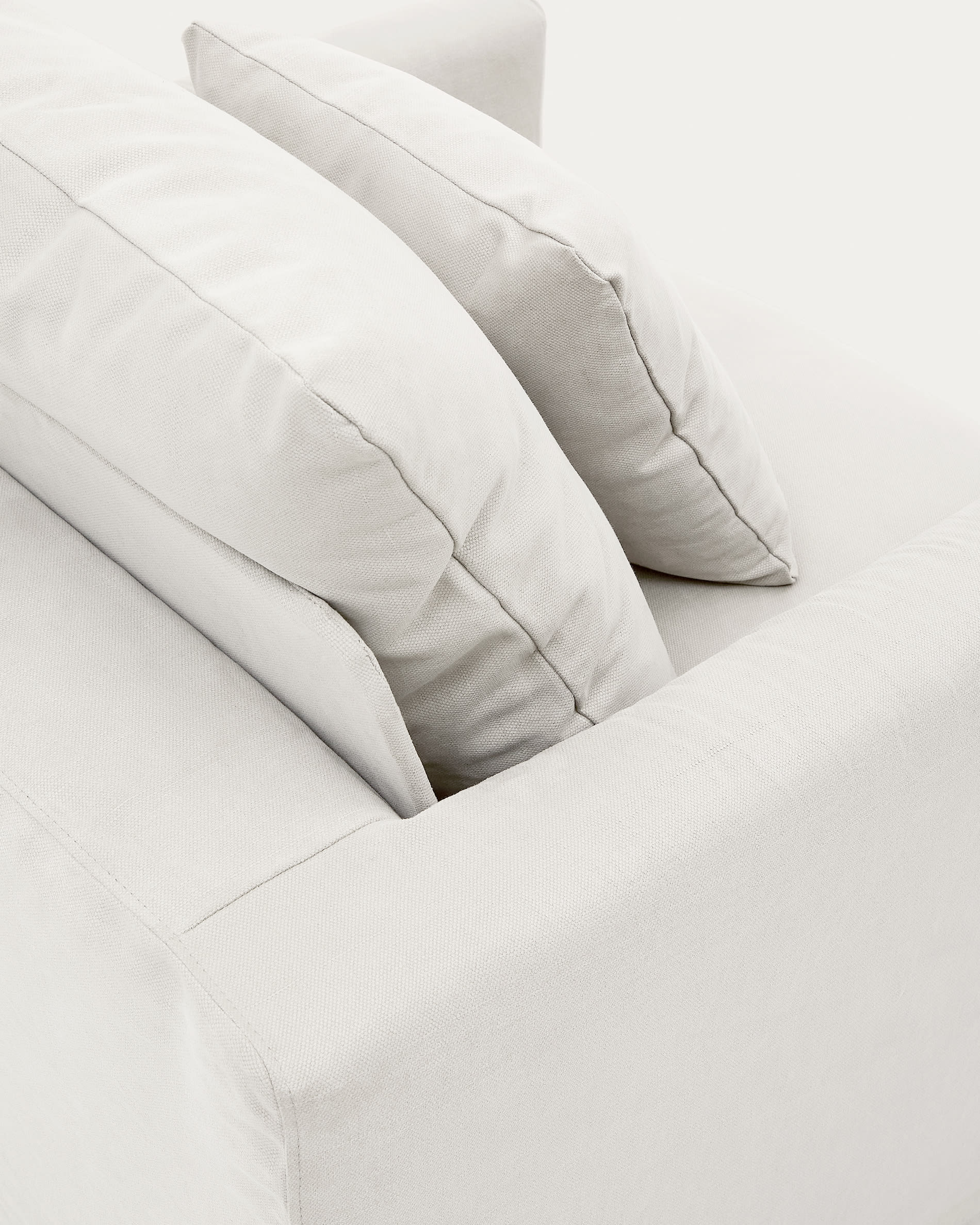 Nora armchair cover in ecru linen and cotton 92cm