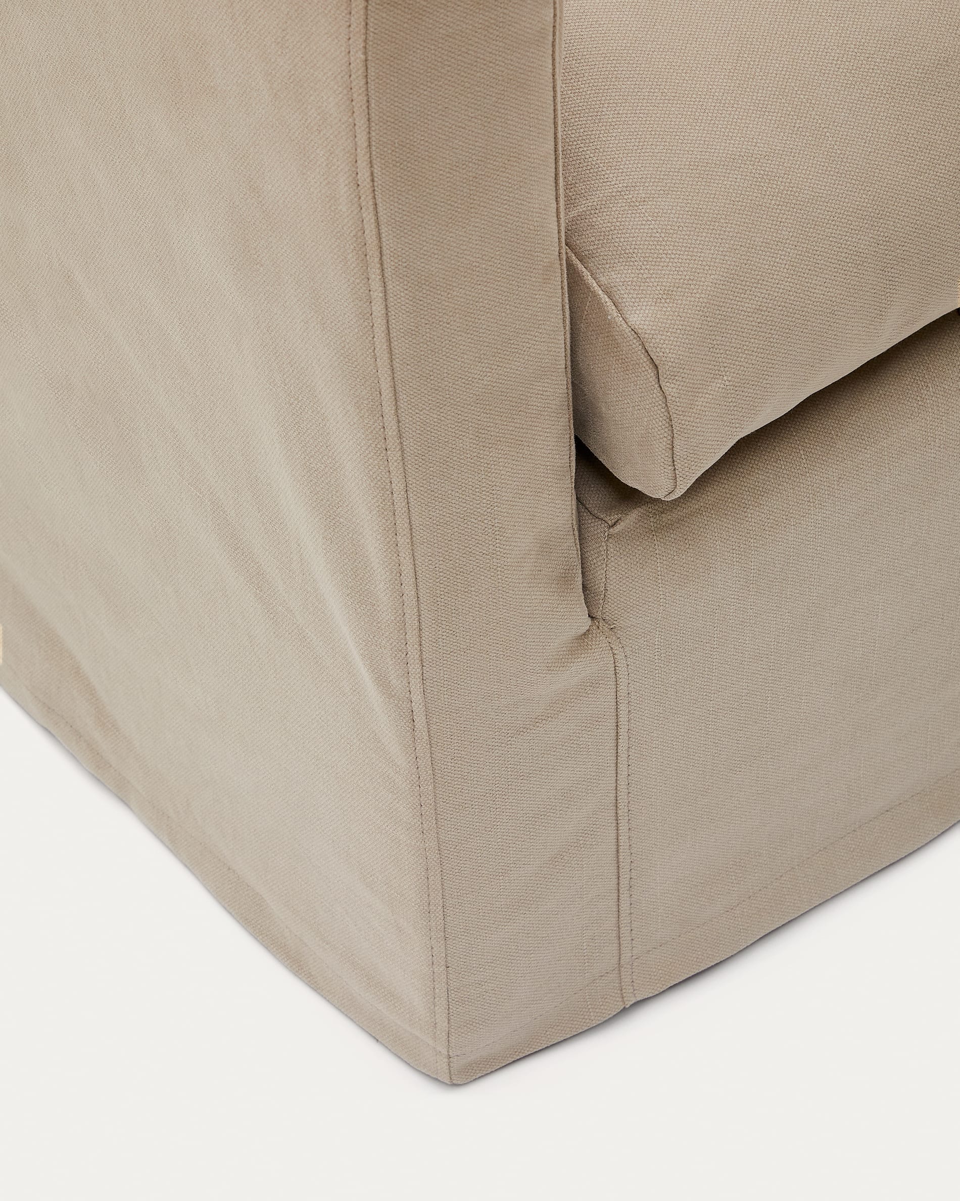 Nora armchair cover in taupe linen and cotton 92cm