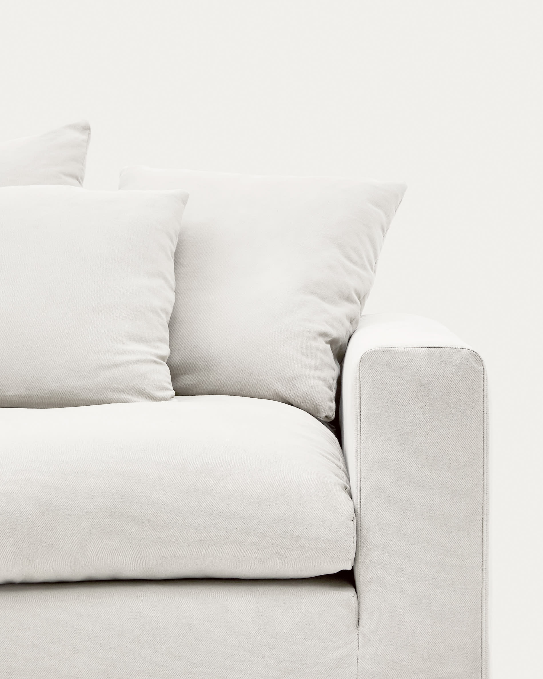 Nora armchair cover in ecru linen and cotton 140cm