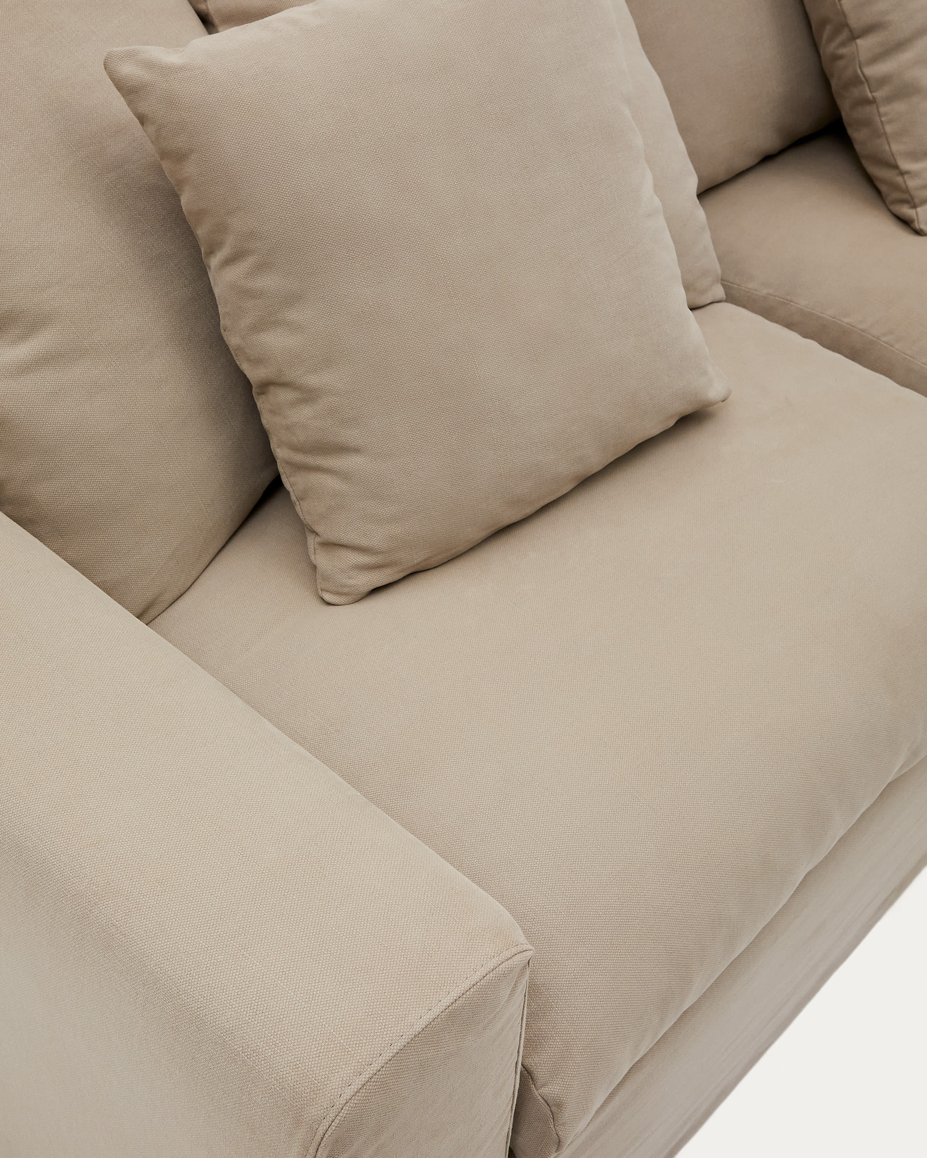 Nora 3-seater sofa cover in taupe linen and cotton