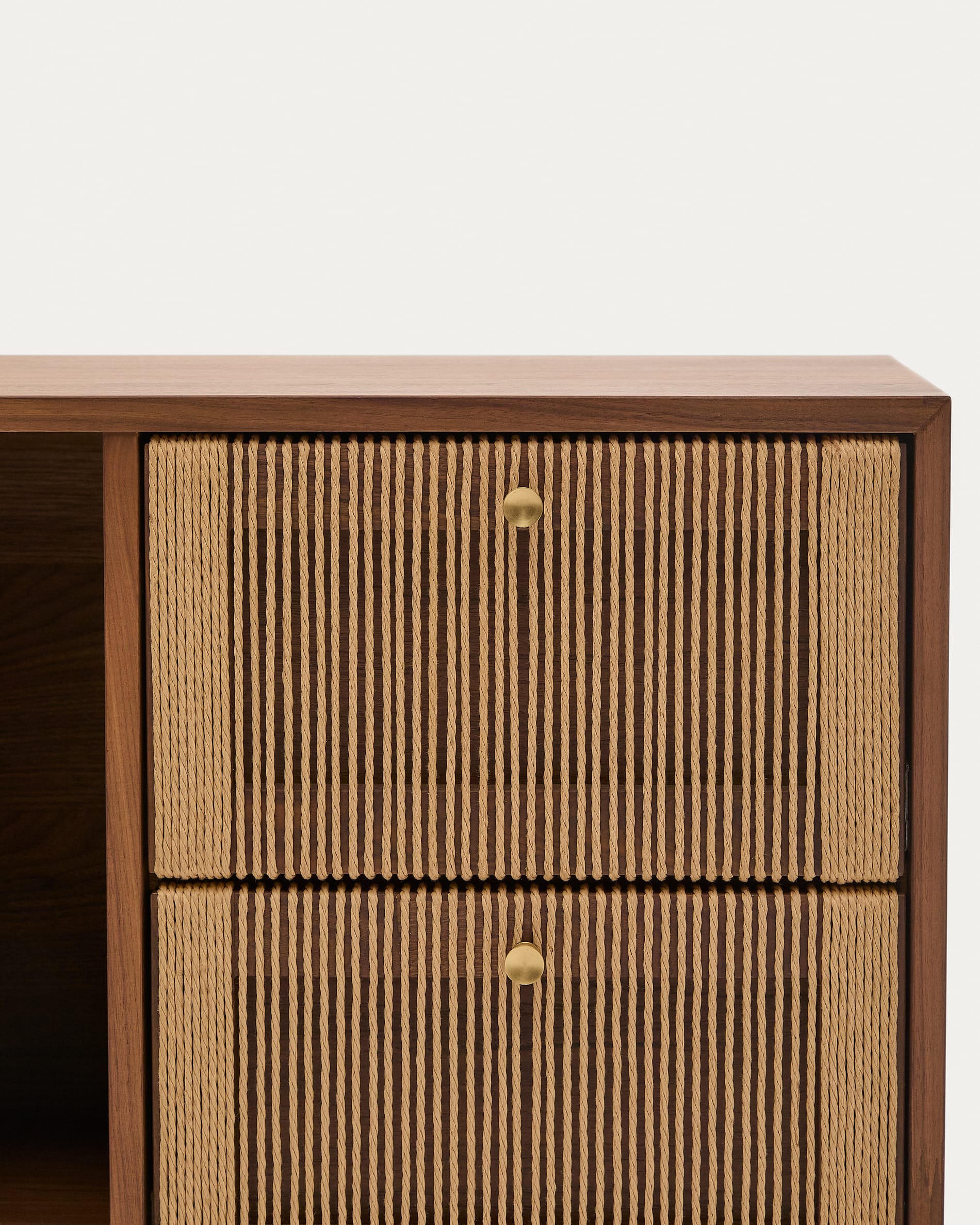 Elan sideboard 2 doors and 2 drawers veneer and solid walnut and cord 180x73cm FSC Mix Credit