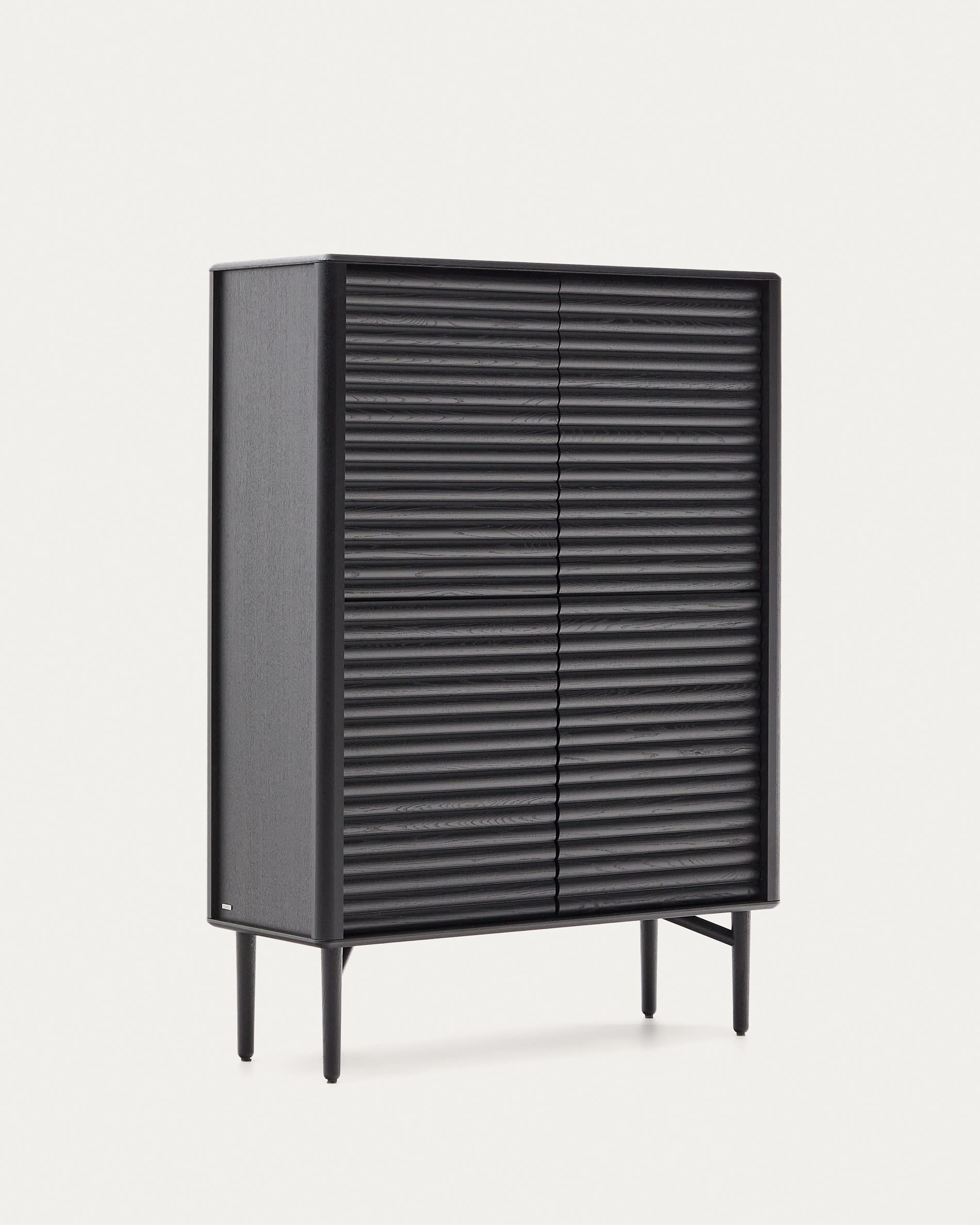 Lenon tall sideboard, 4 doors solid wood and black oak veneer 104,5x144 cm FSC Mix Credit