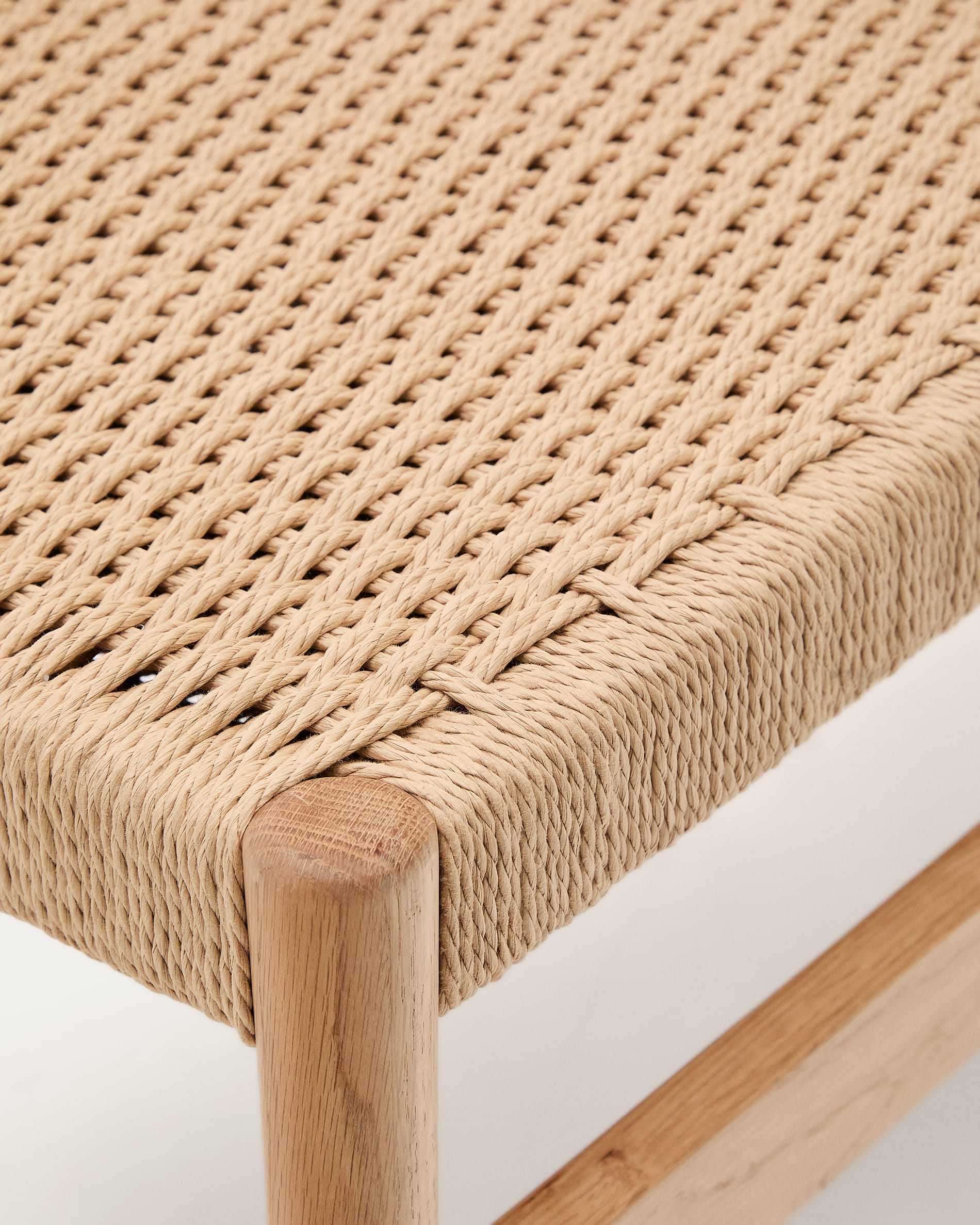 Zaide bench in solid oak wood with natural finish and rope seat, 120 cm, FSC Mix Credit