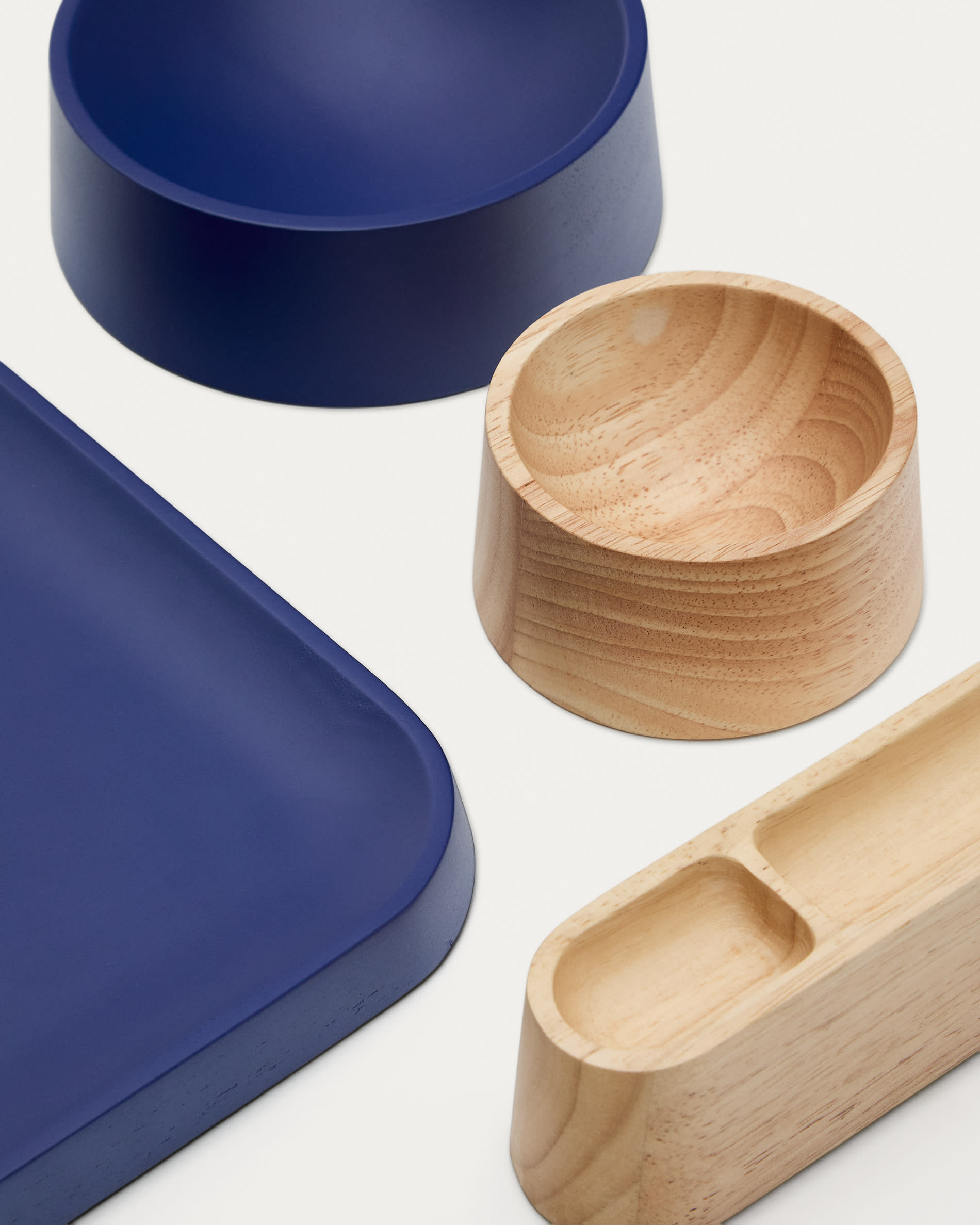 Bletz set of serving dishes for snacks made of acacia wood in a natural, blue finish FSC 100%
