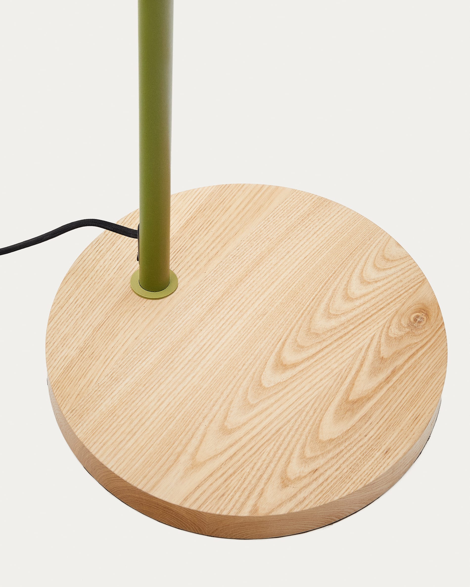 Catlar ash wood and metal floor lamp in a green painted finish