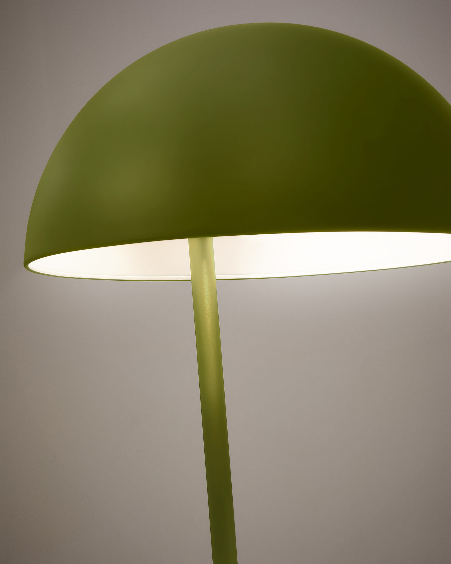 Catlar ash wood and metal floor lamp in a green painted finish