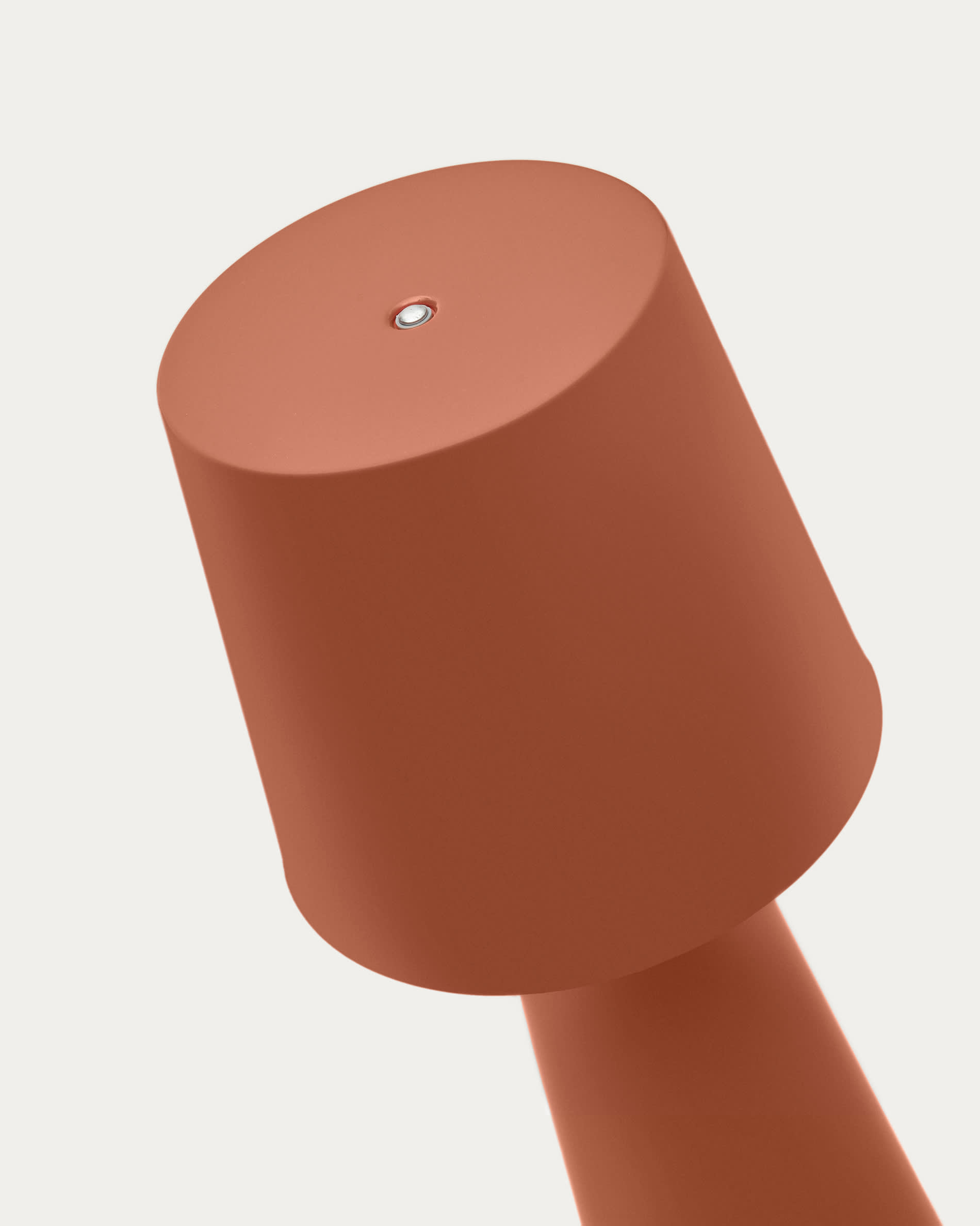 Arenys large outdoor metal table lamp in a terracotta painted finish