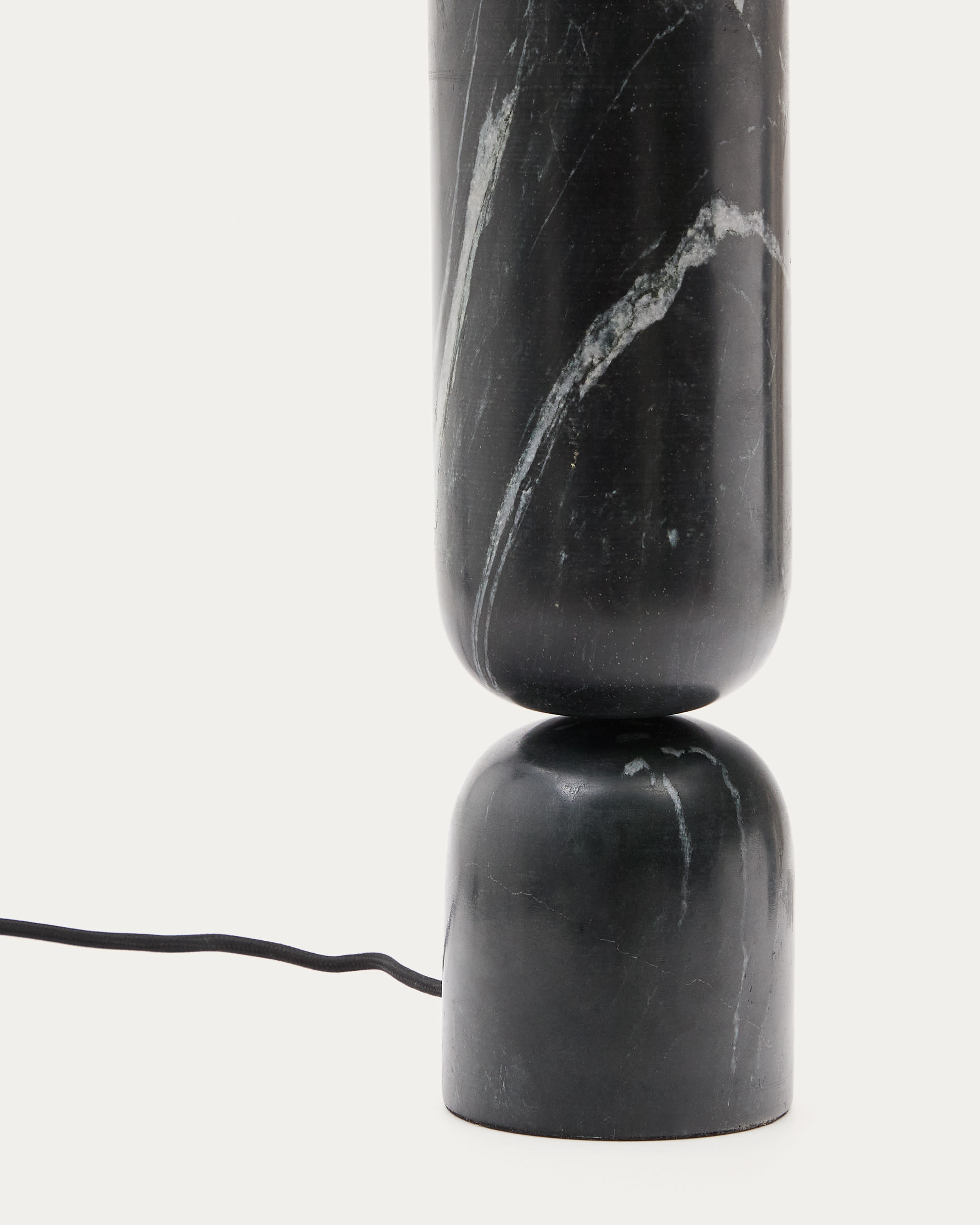 Vex table lamp in black marble with a black linen shade