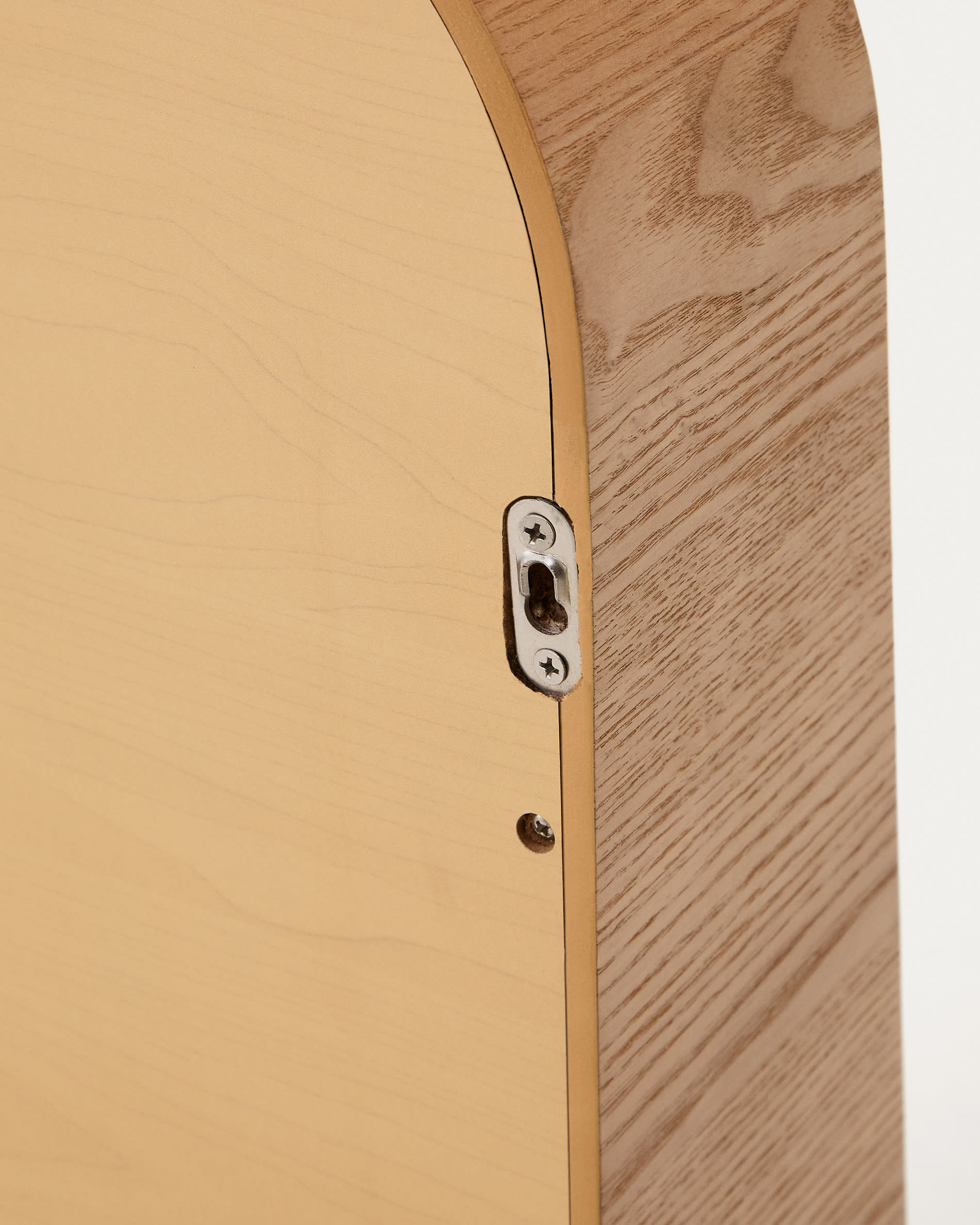 Salaya ash laminated plywood framed mirror in a natural finish, 90 x 60 cm
