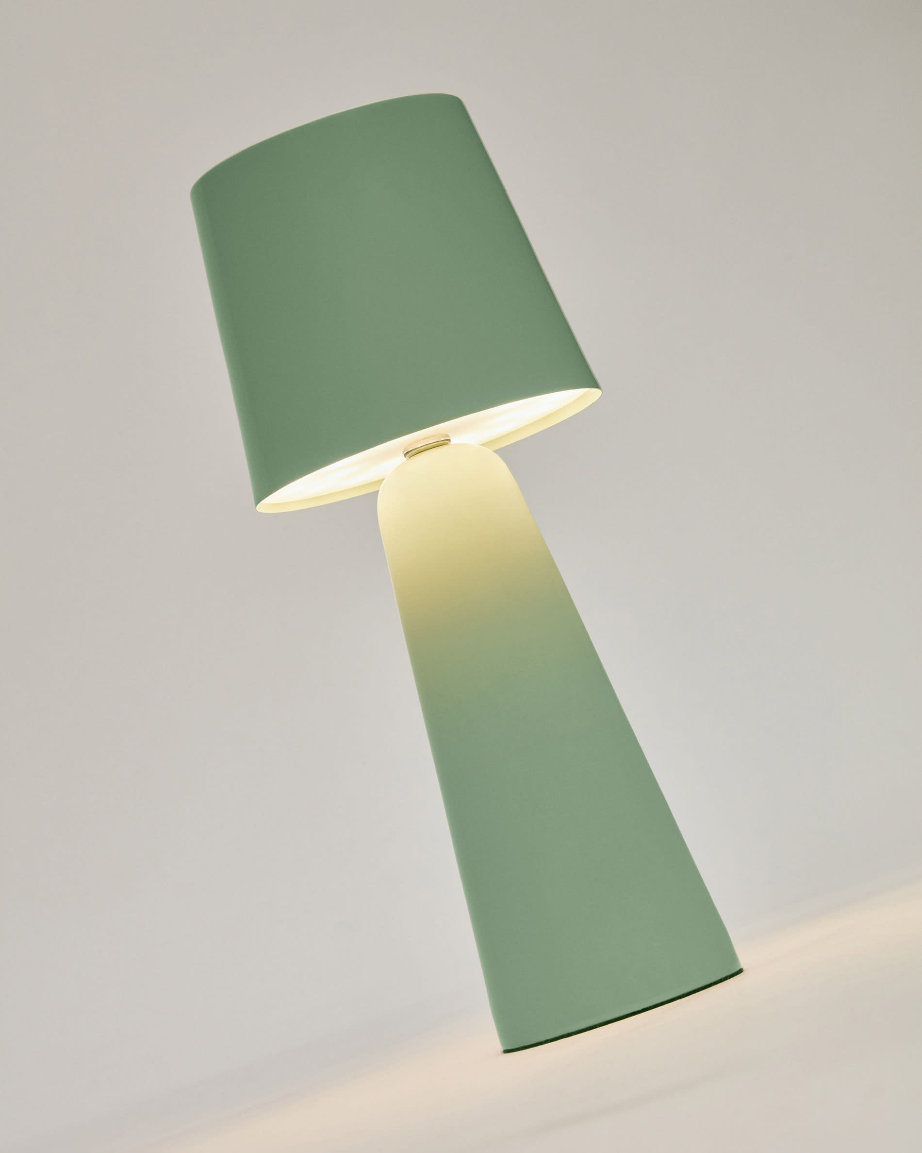Arenys small outdoor metal table lamp in a turquoise painted finish